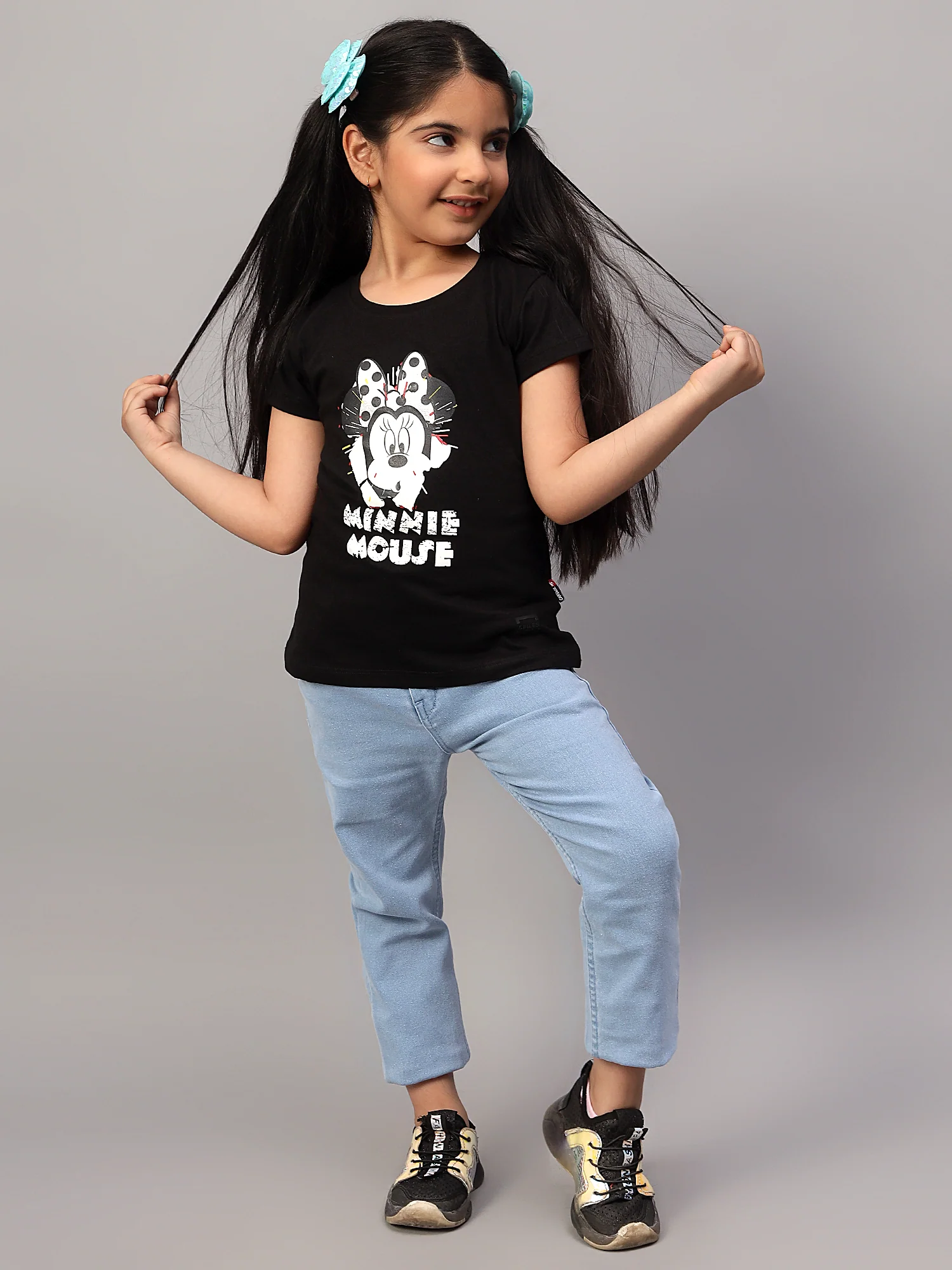 Girls Casual Black Half Sleeves  T-Shirt - Image 6