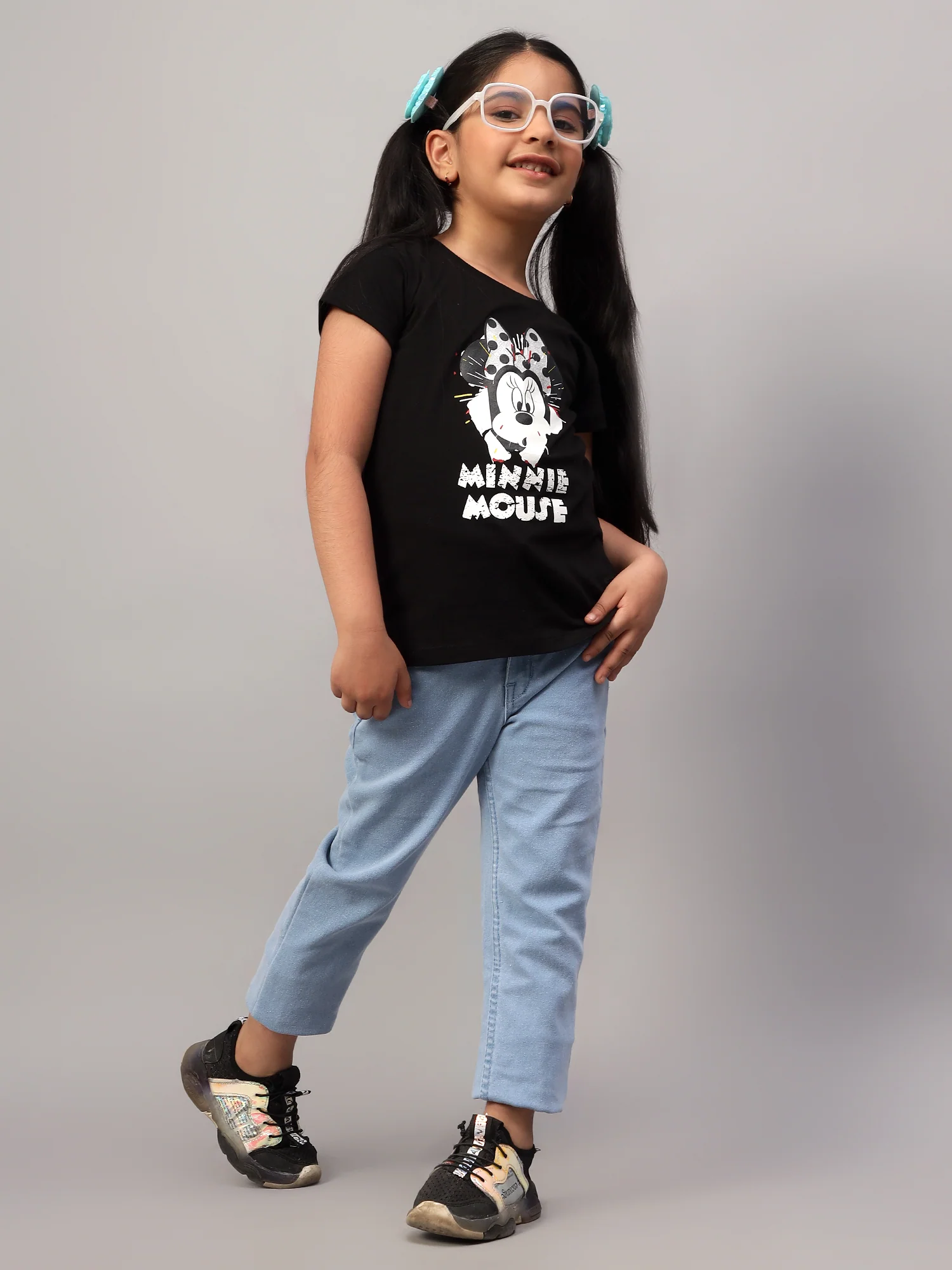 Girls Casual Black Half Sleeves  T-Shirt - Image 7