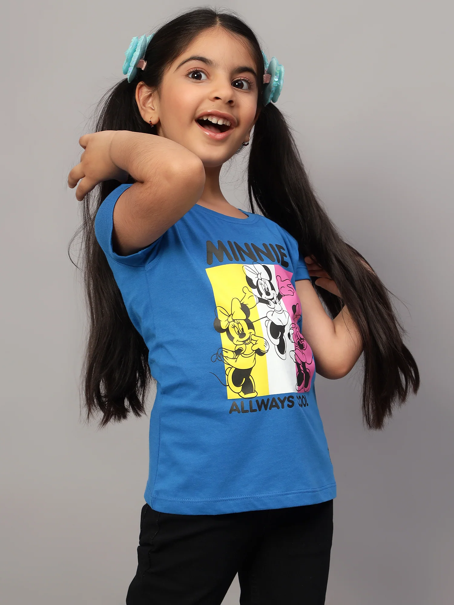 Girls Casual Blue Half Sleeves  T-Shirt - Image 3