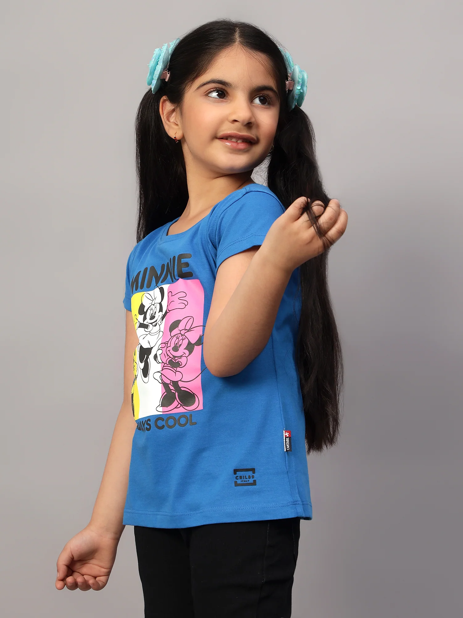 Girls Casual Blue Half Sleeves  T-Shirt - Image 4