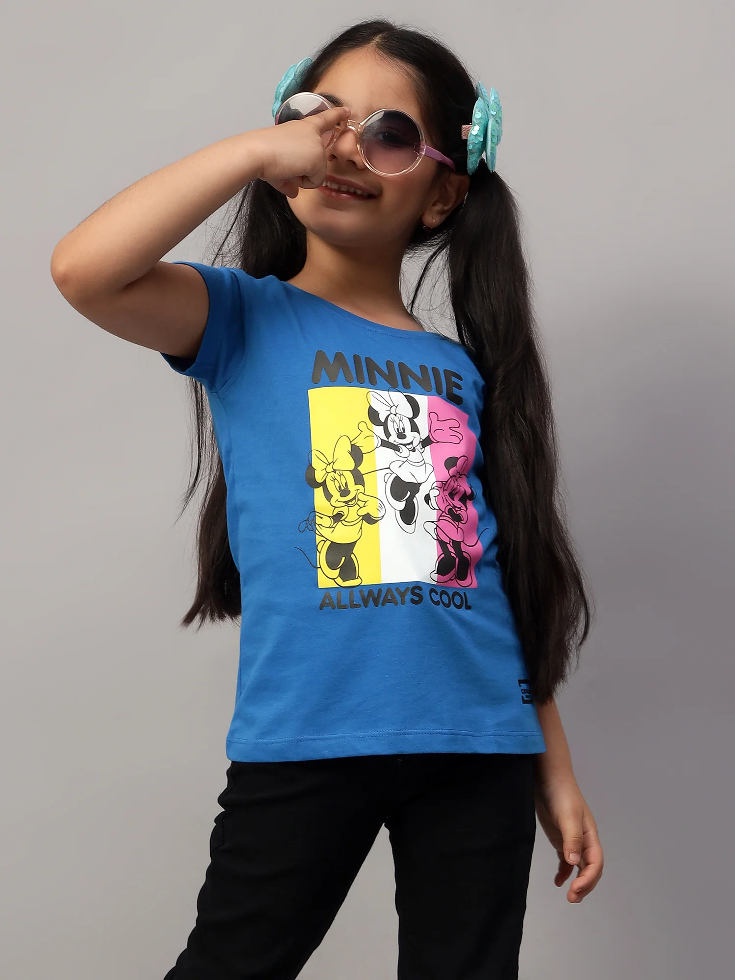 Girls Casual Blue Half Sleeves  T-Shirt - Image 7