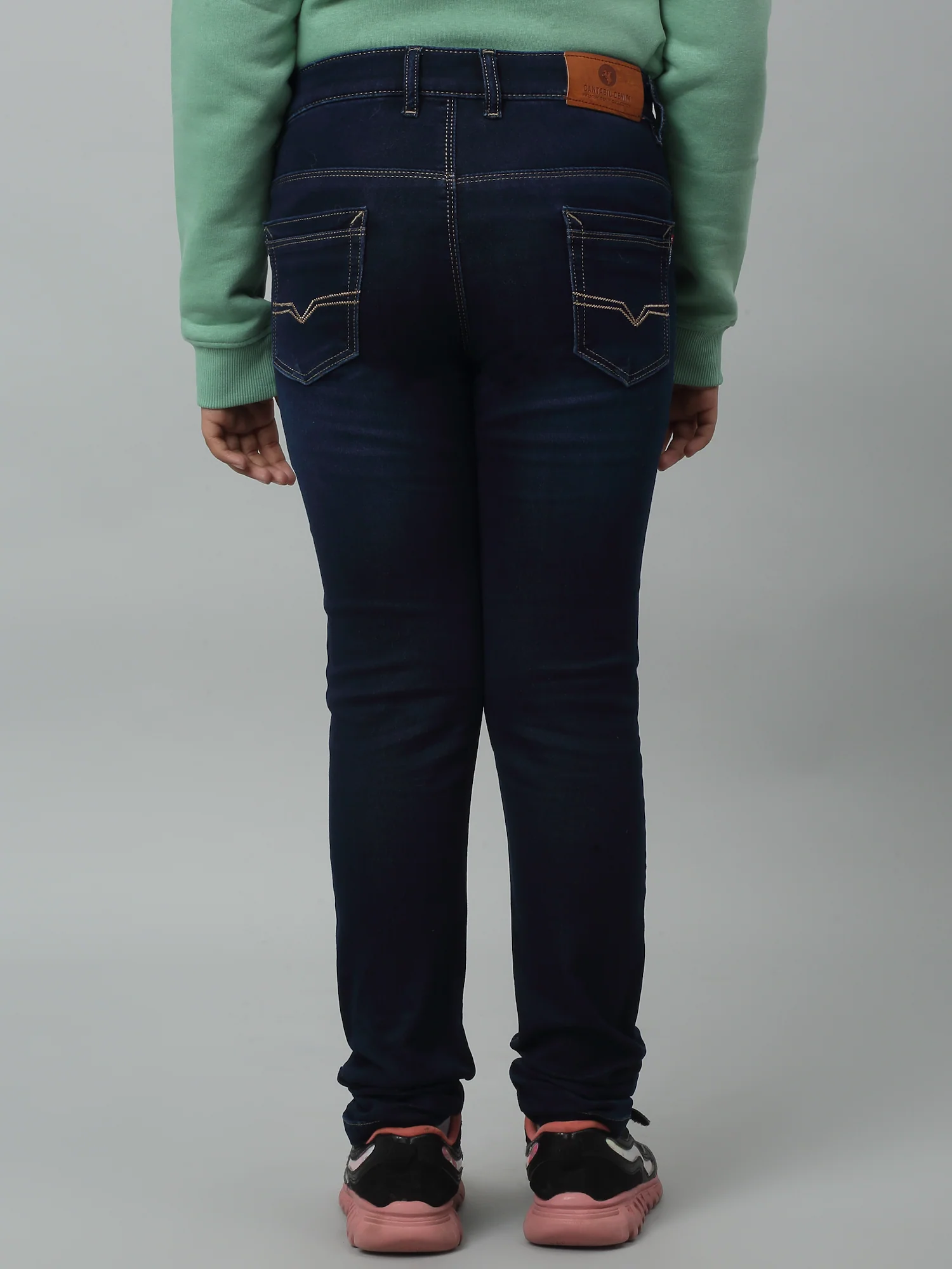 Girls Dark Blue Stretchable Denim Jeans - Image 4