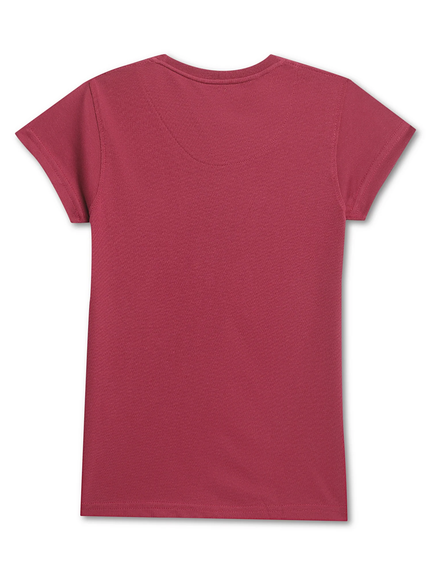 Girls Casual Dark Pink Half Sleeves  T-Shirt - Image 2