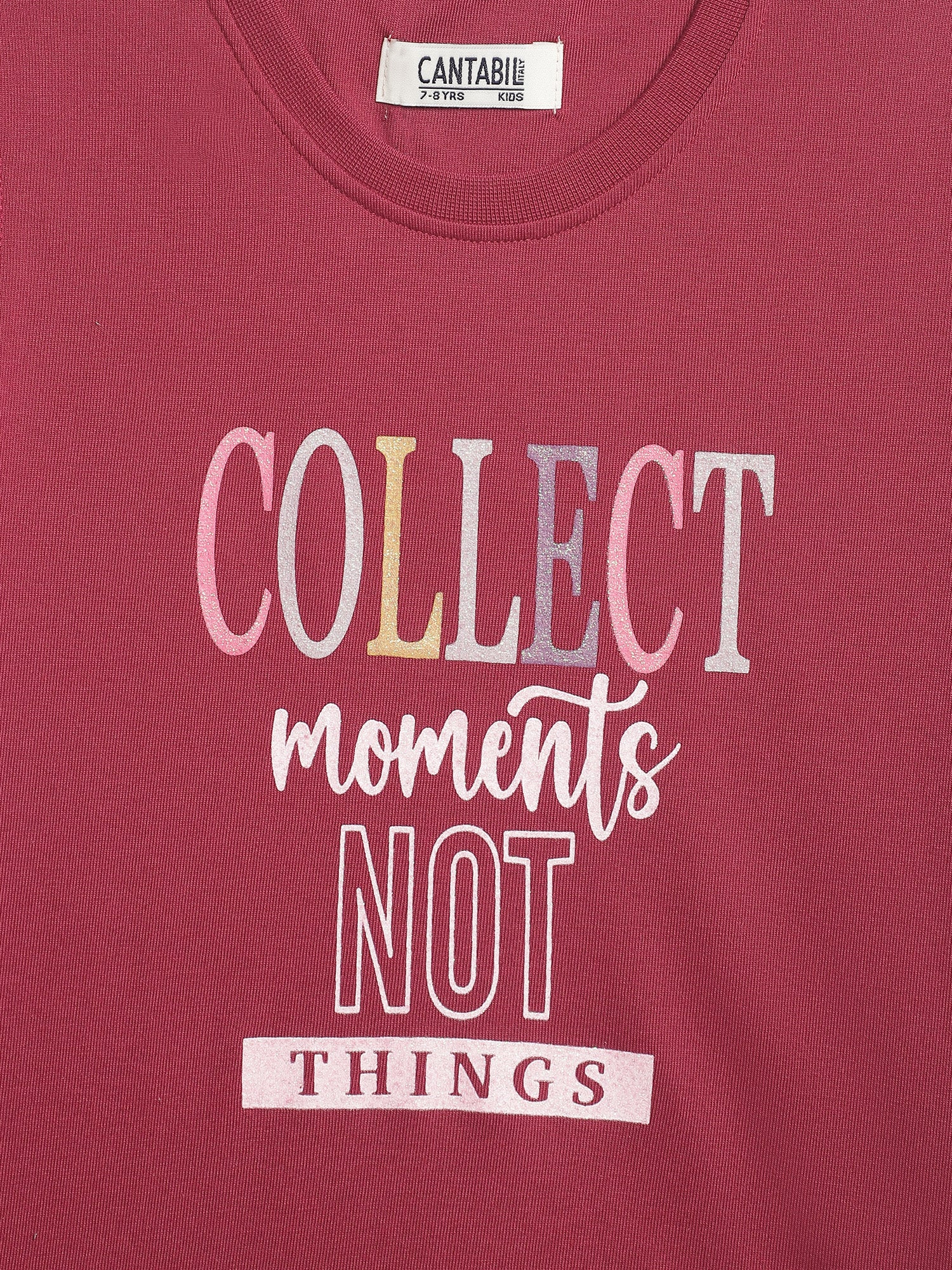 Girls Casual Dark Pink Half Sleeves  T-Shirt - Image 3