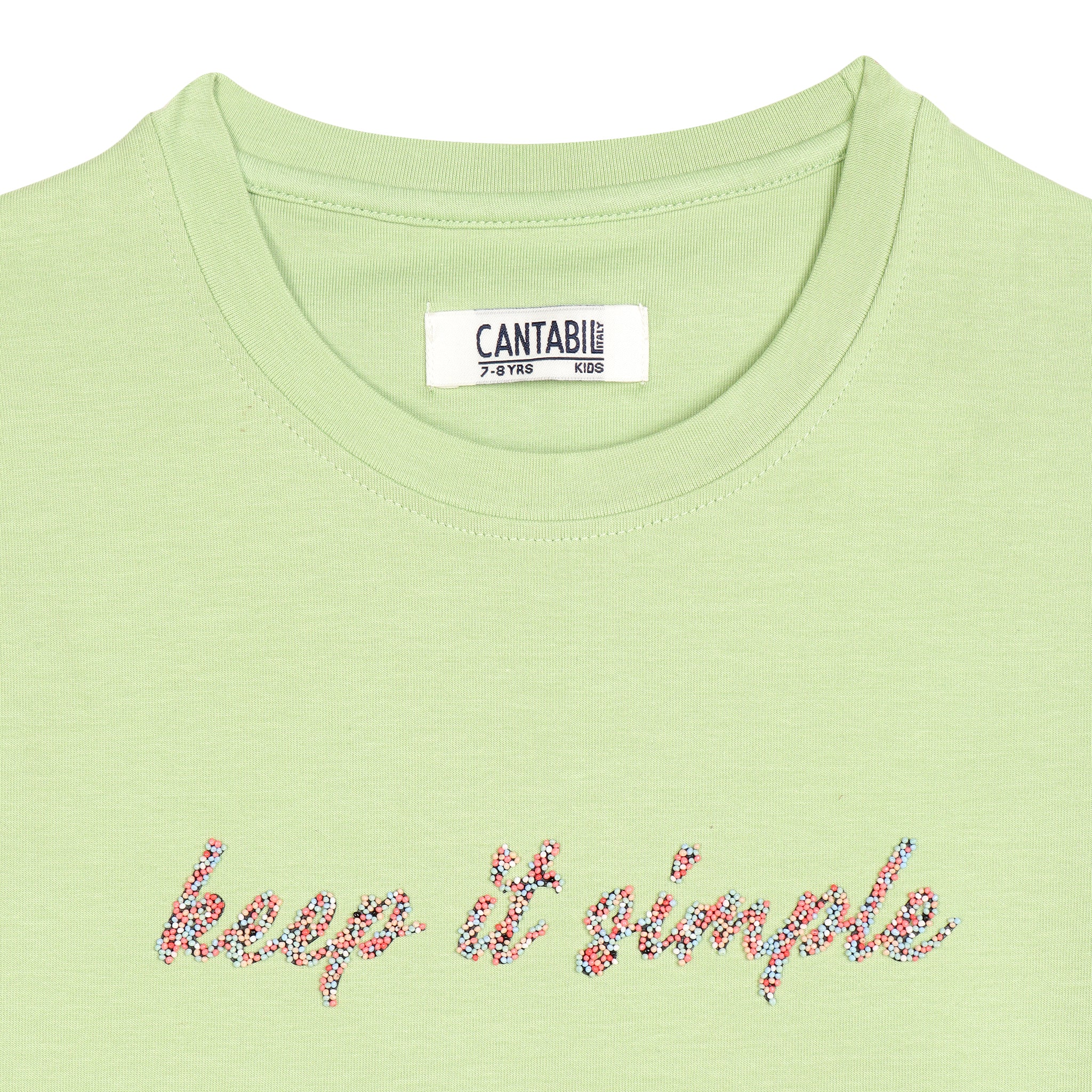 Girls Casual Light Green Half Sleeves  T-Shirt - Image 2