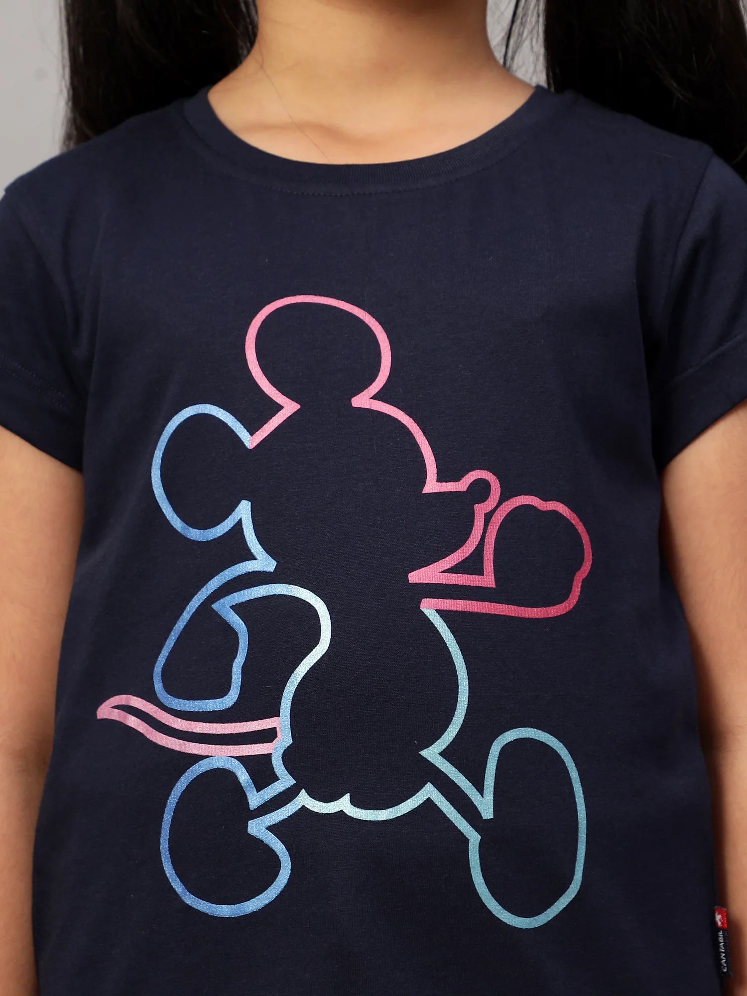 Girls Casual Navy Blue Half Sleeves  T-Shirt - Image 5