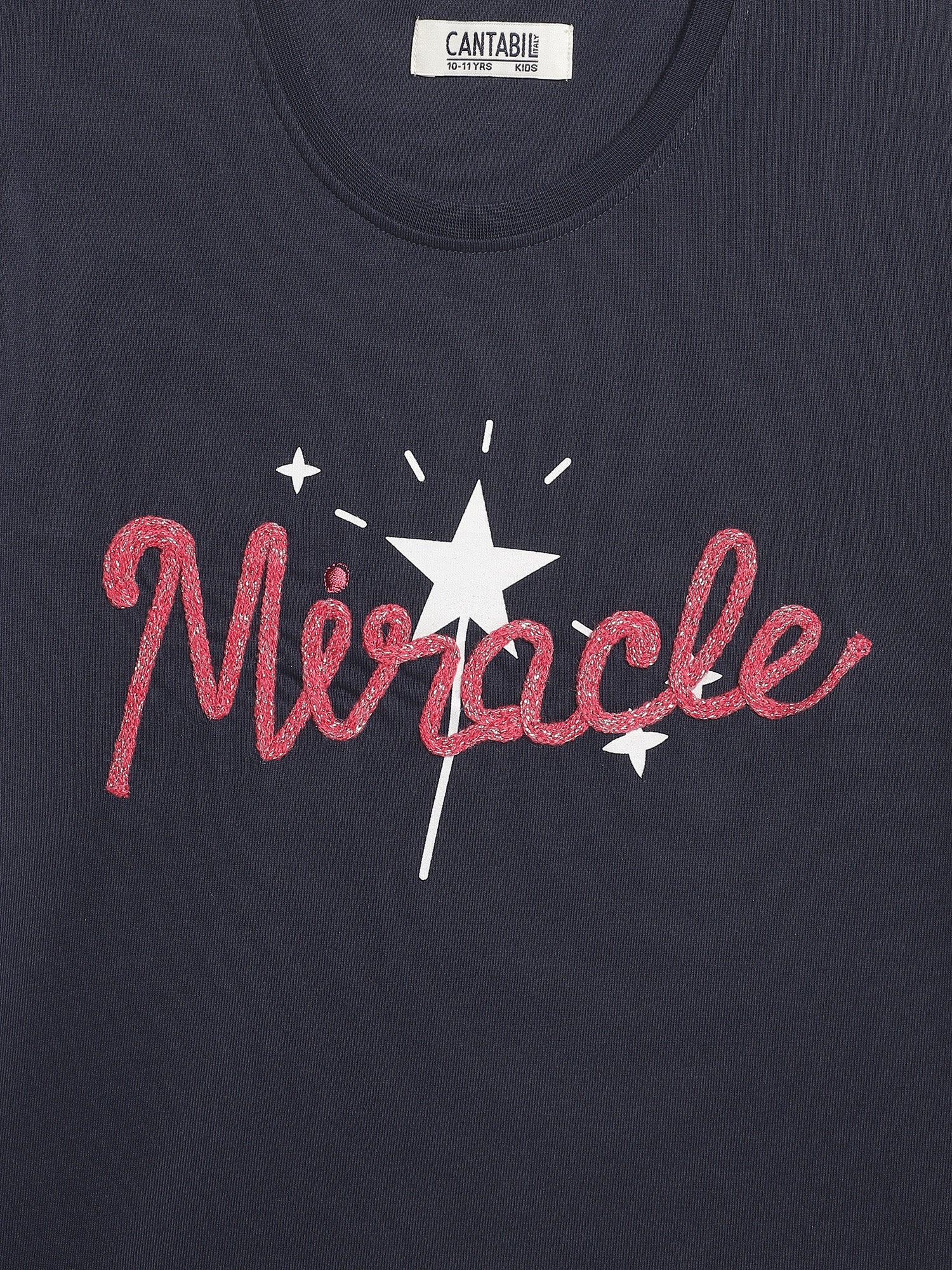 Girls Casual Navy Blue Half Sleeves  T-Shirt - Image 3