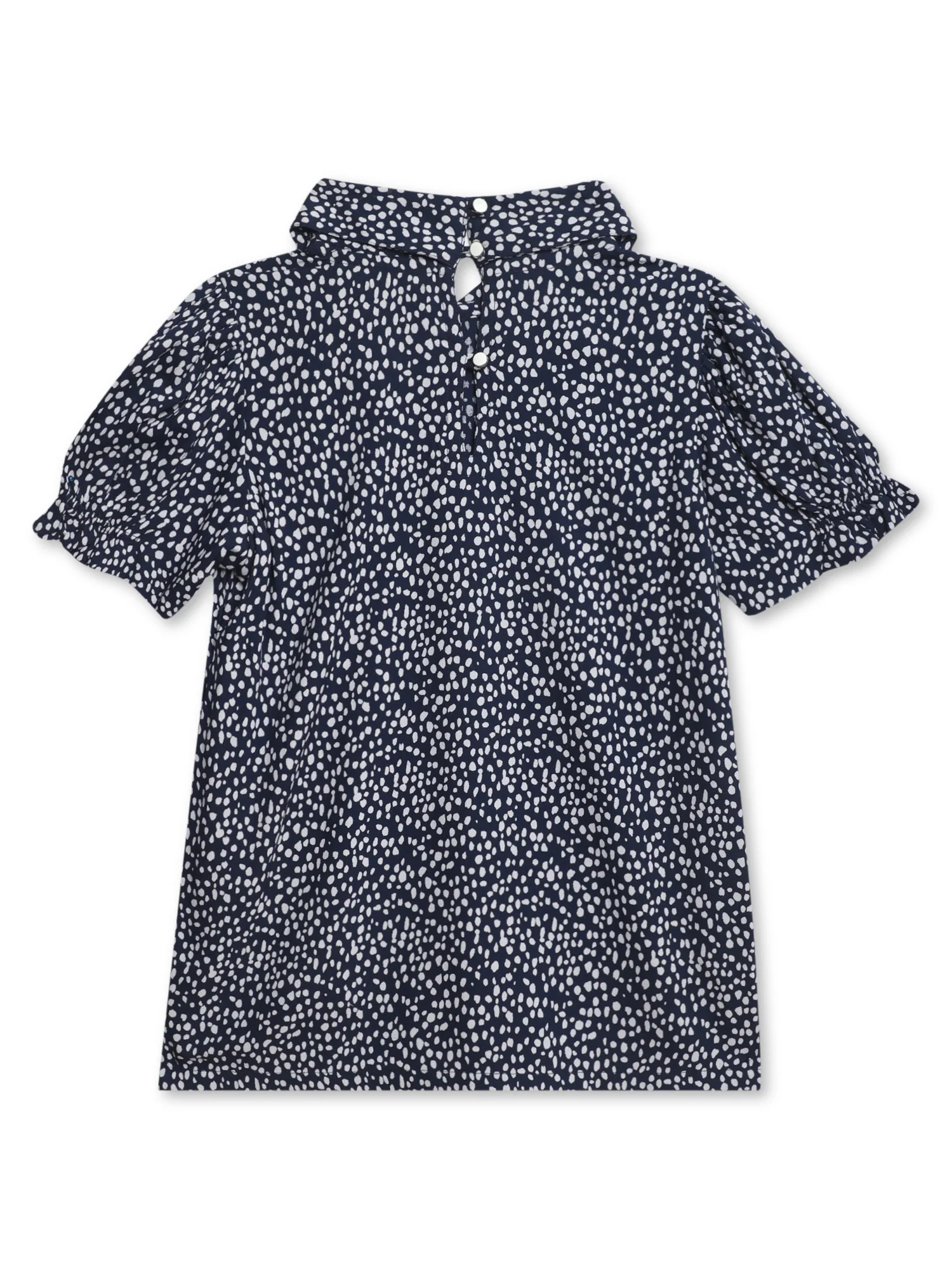 Girls Basic Navy Blue Puffed Half Sleeves  Top - Image 2