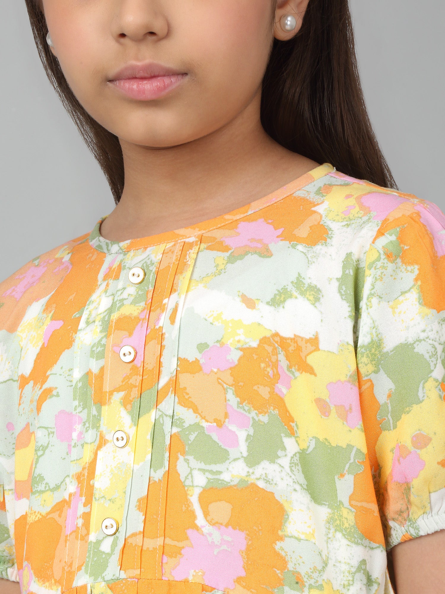 Girl's Orange Printed Co-Ord Set - Image 5