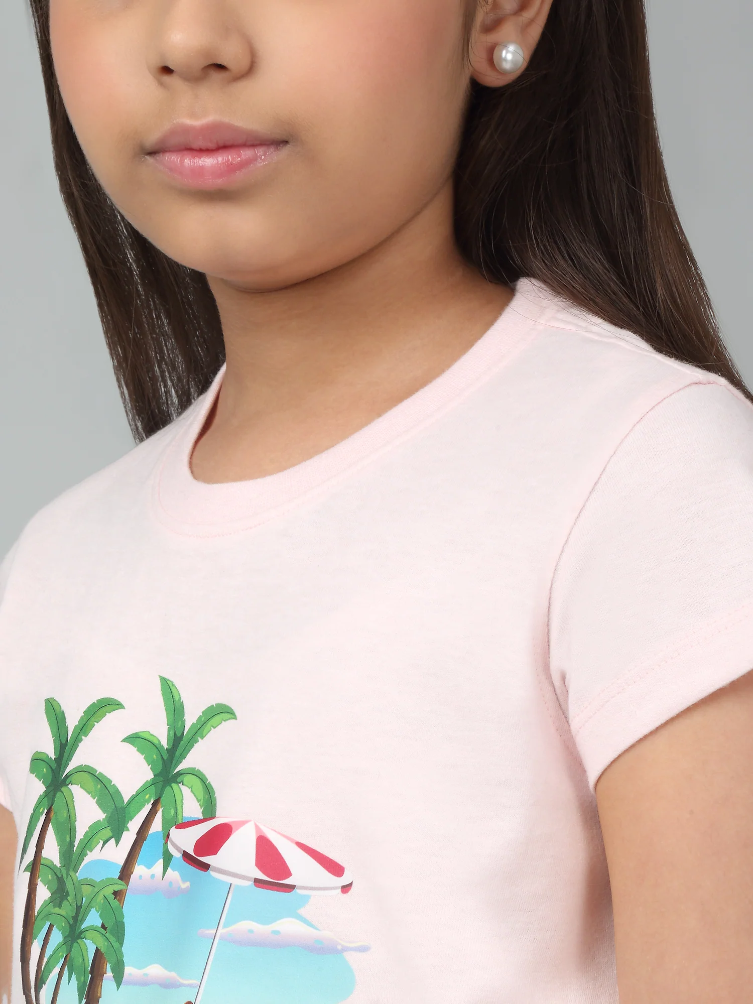 Girls Casual Pink Half Sleeves  T-Shirt - Image 5
