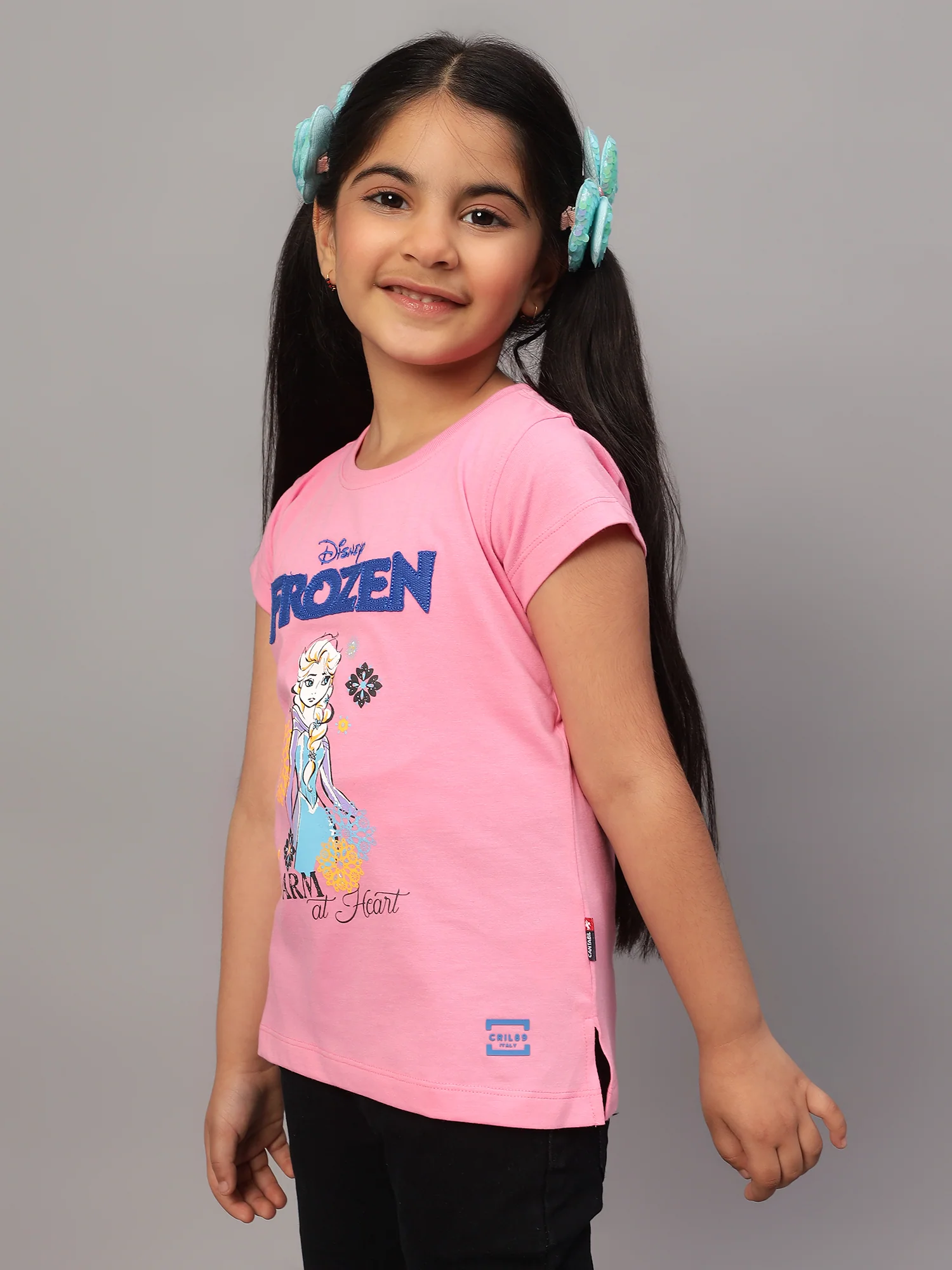 Girls Casual Pink Half Sleeves  T-Shirt - Image 4