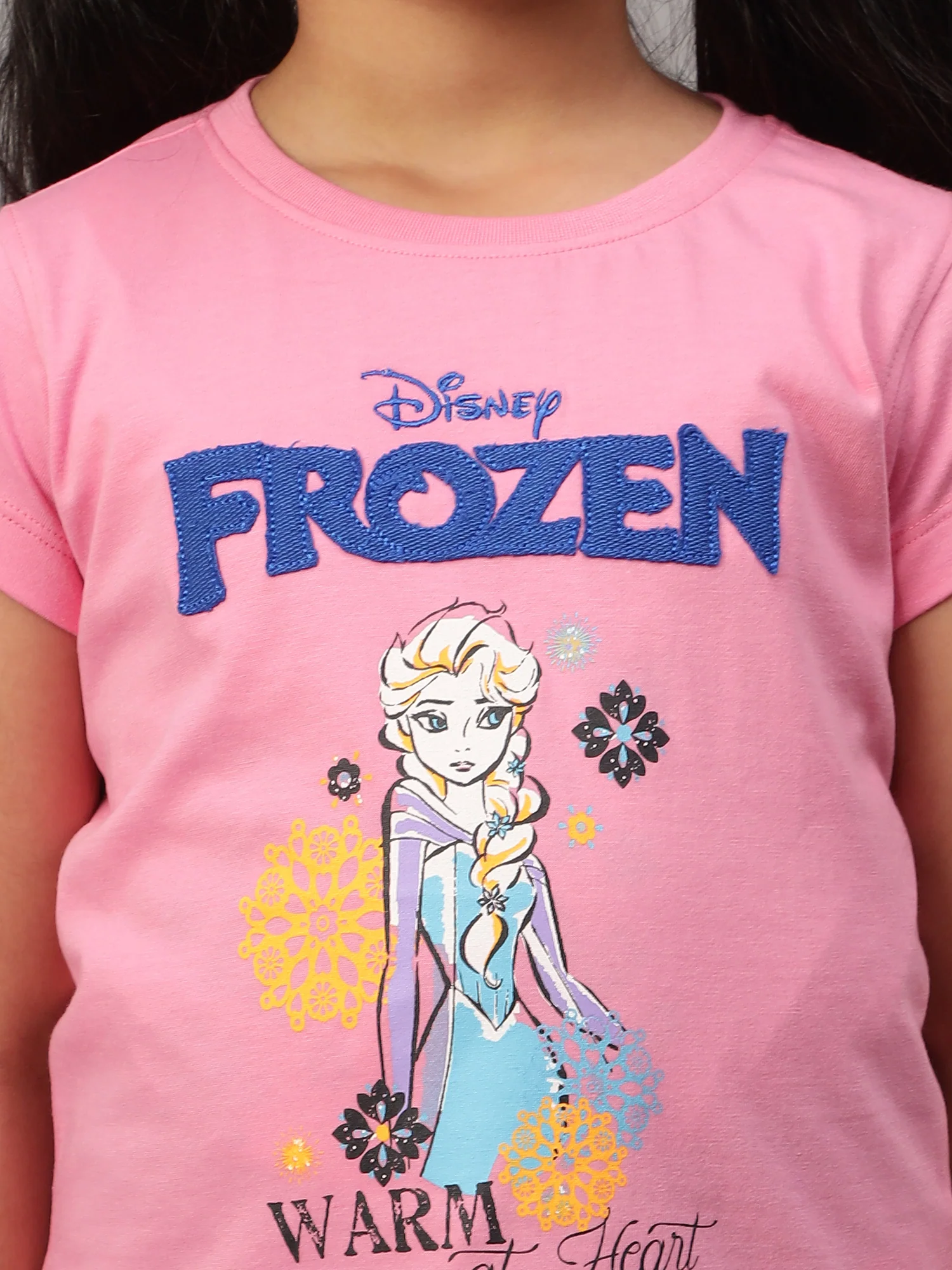 Girls Casual Pink Half Sleeves  T-Shirt - Image 5