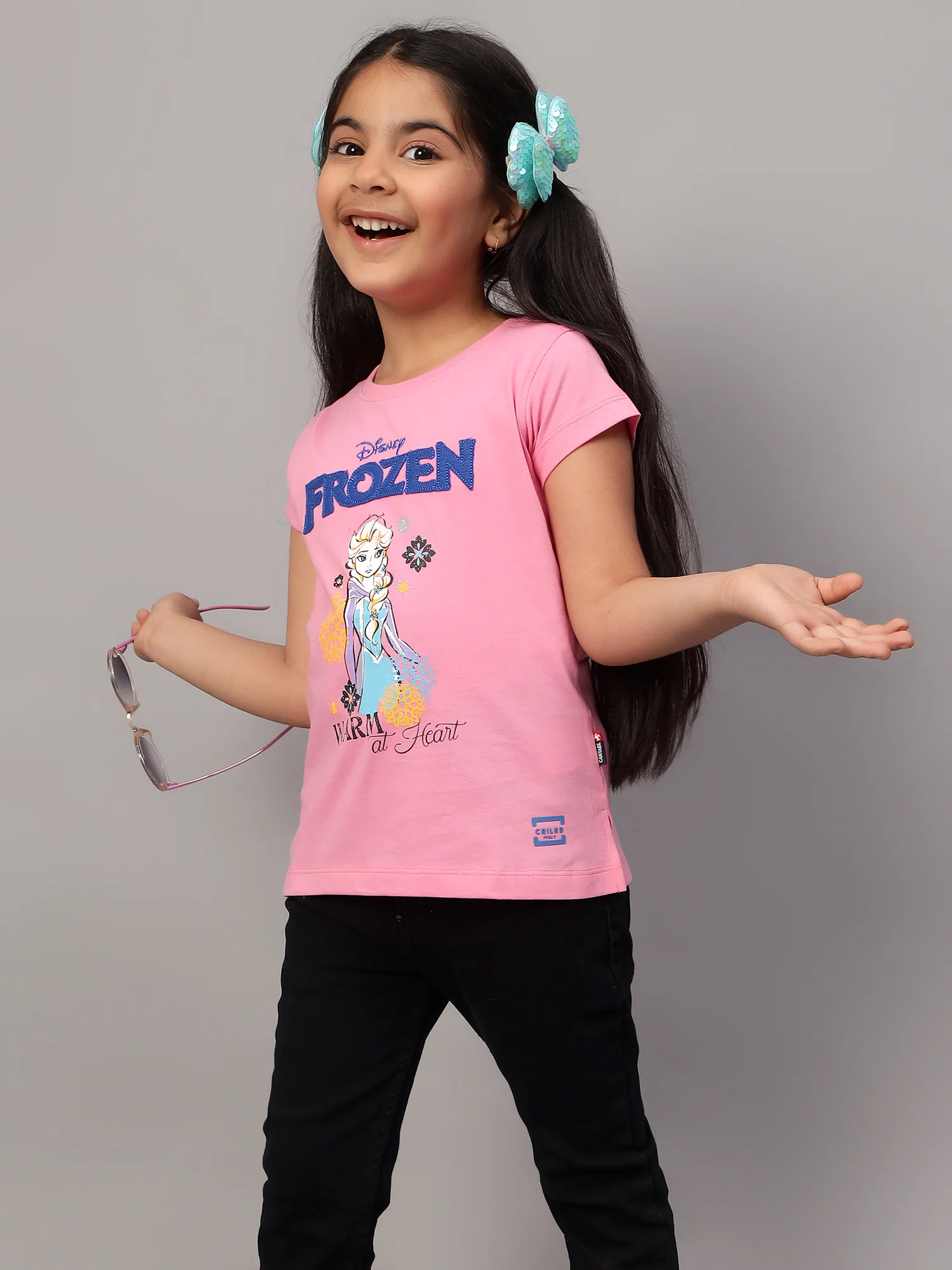Girls Casual Pink Half Sleeves  T-Shirt - Image 6
