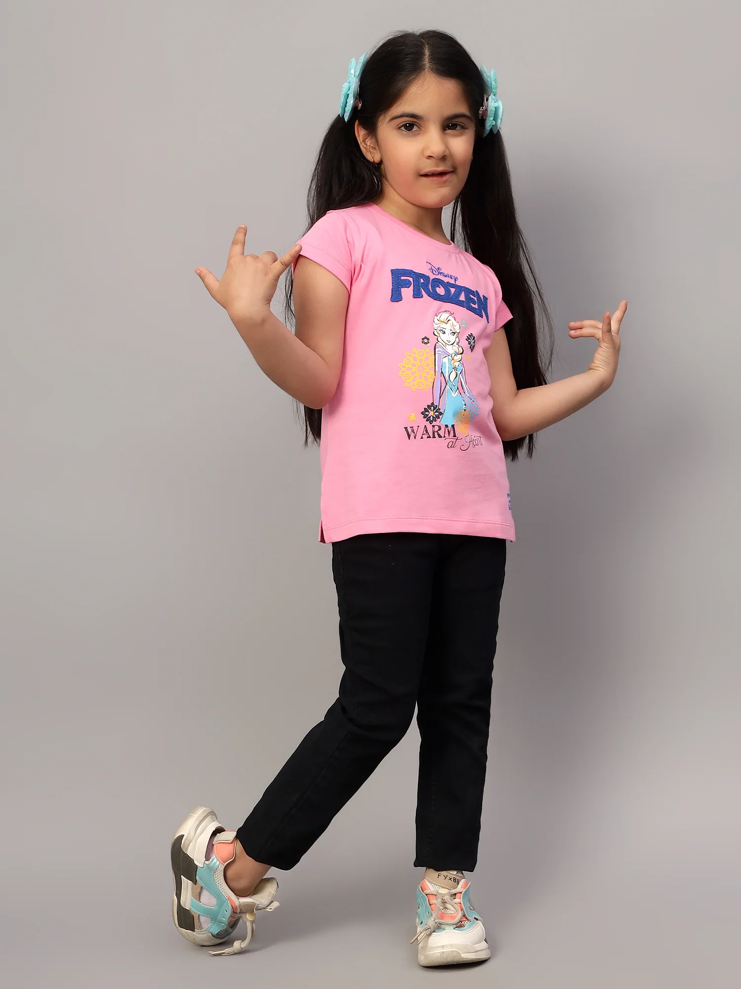 Girls Casual Pink Half Sleeves  T-Shirt - Image 7