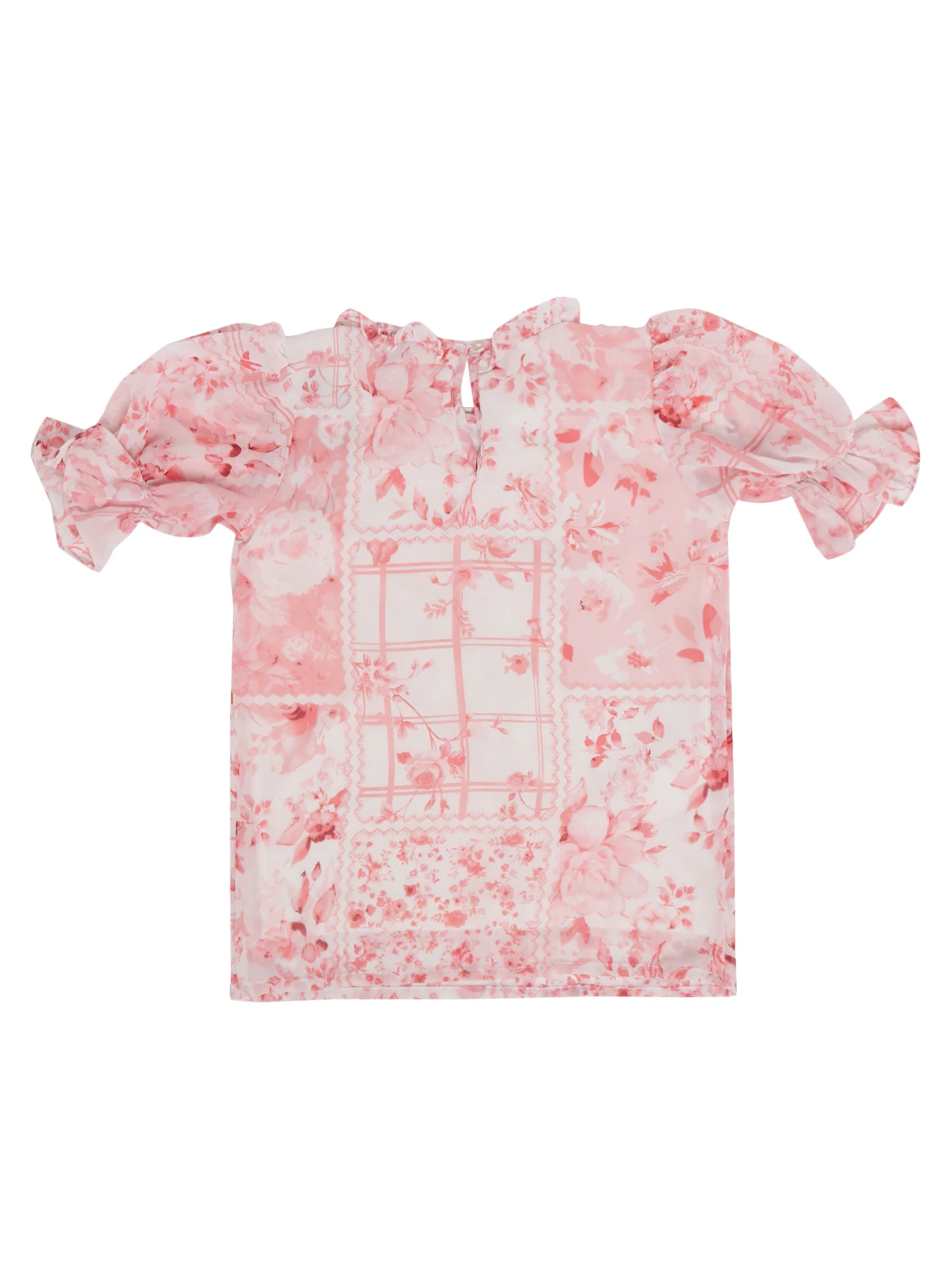 Girls Casual Pink Puffed Full Sleeves with ruffled hem  Top - Image 2