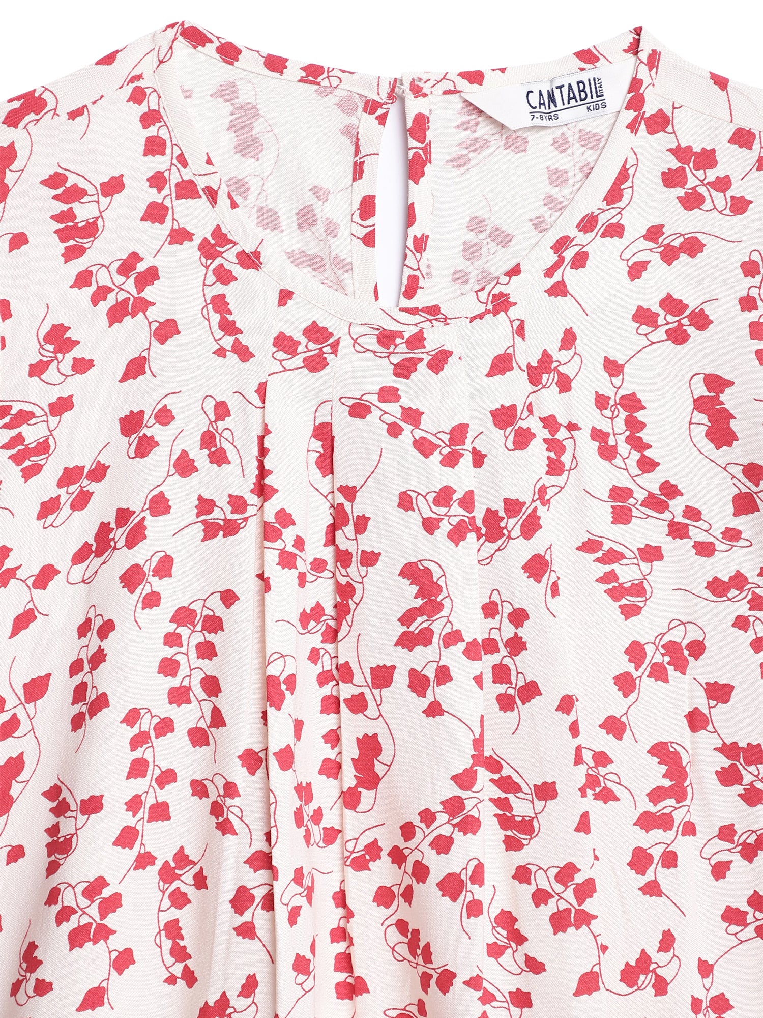 Girls Basic Red Puffed Half Sleeves  Top - Image 2