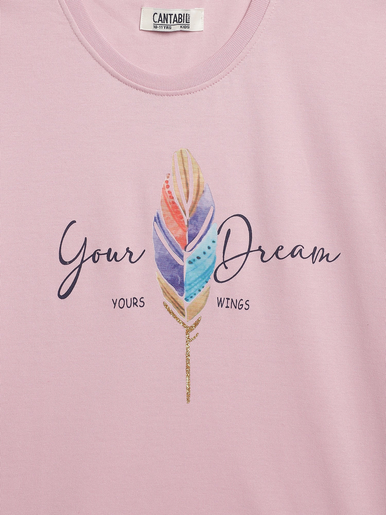 Girls Casual Lilac Half Sleeves  T-Shirt - Image 3