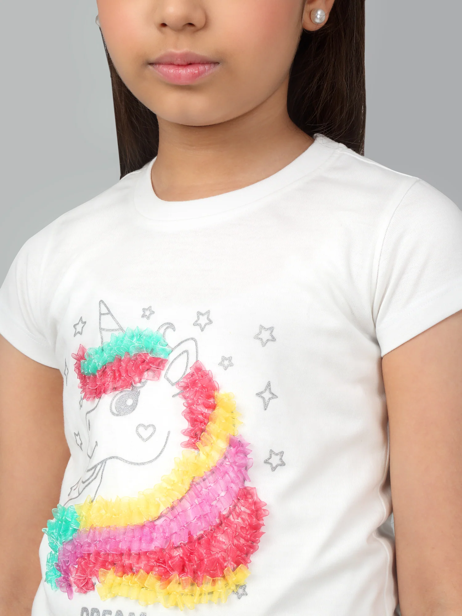 Girls Casual White Half Sleeves  T-Shirt - Image 5