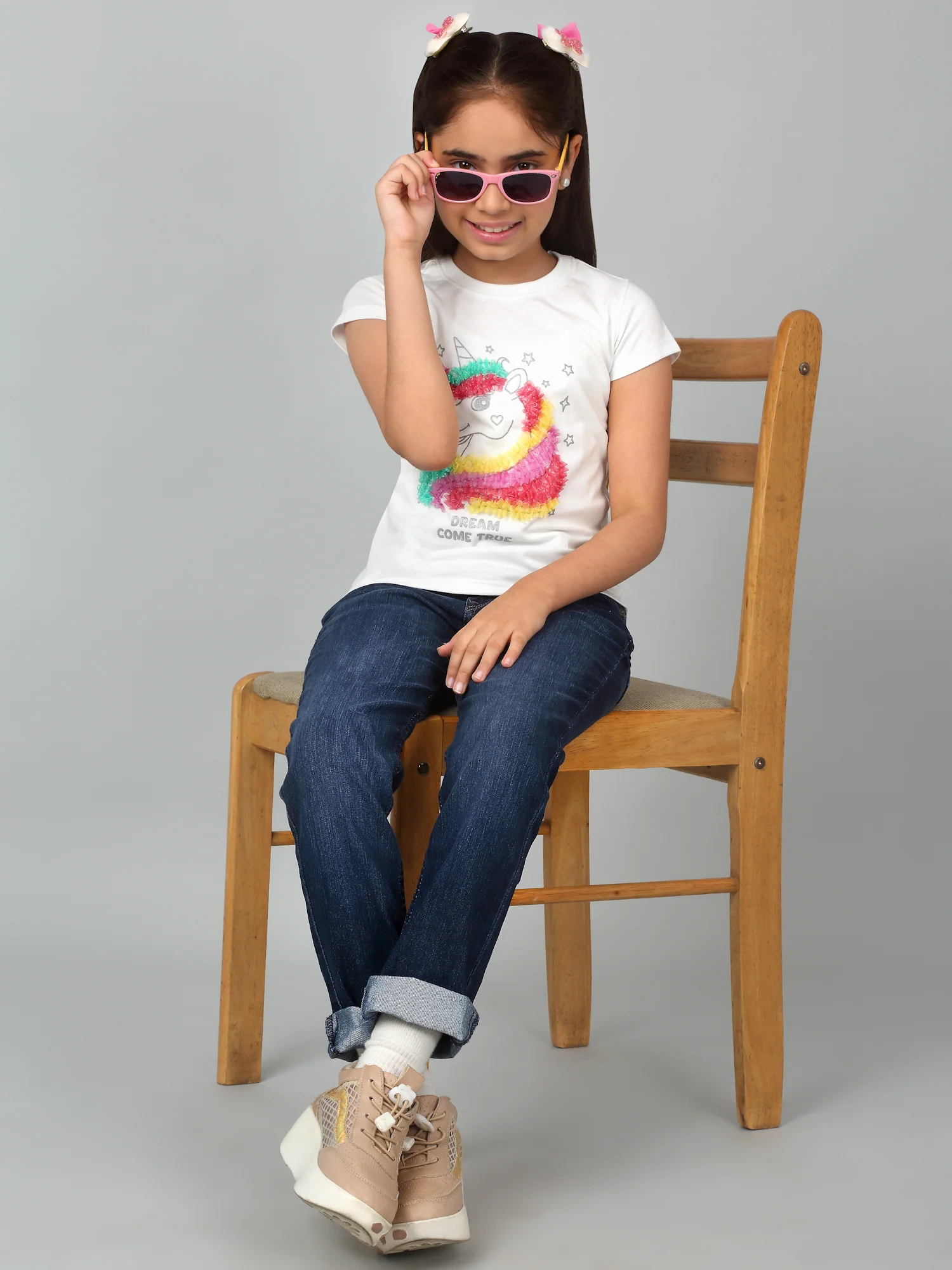 Girls Casual White Half Sleeves  T-Shirt - Image 6