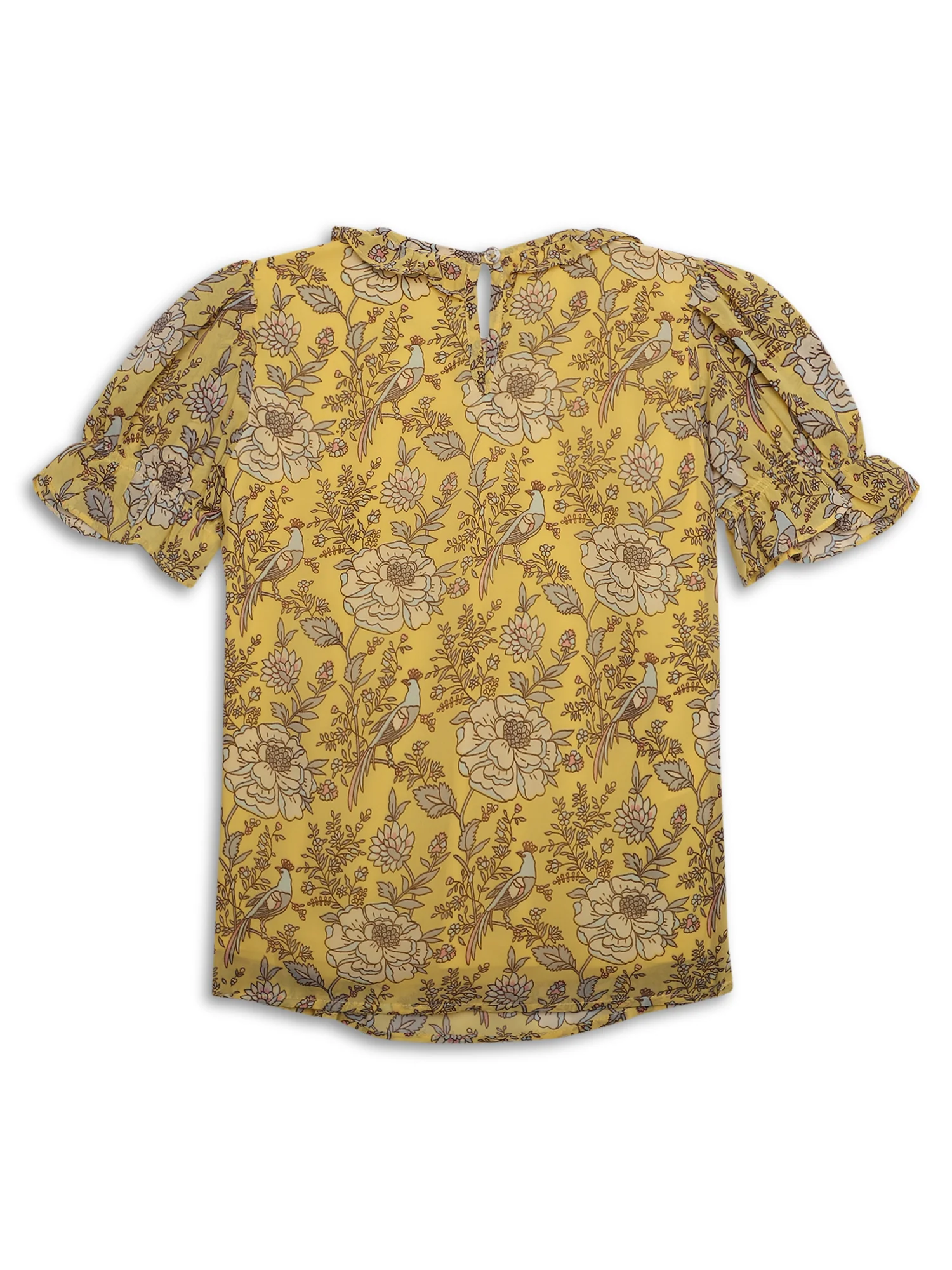Girls Basic Yellow Puffed Half Sleeves  Top - Image 2