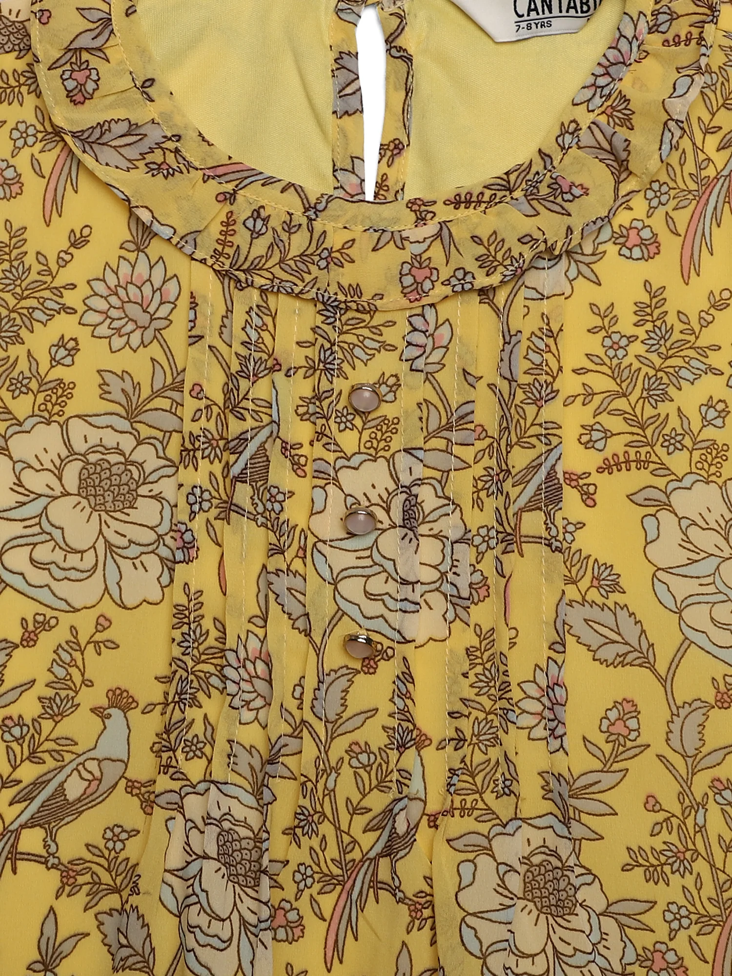 Girls Basic Yellow Puffed Half Sleeves  Top - Image 3