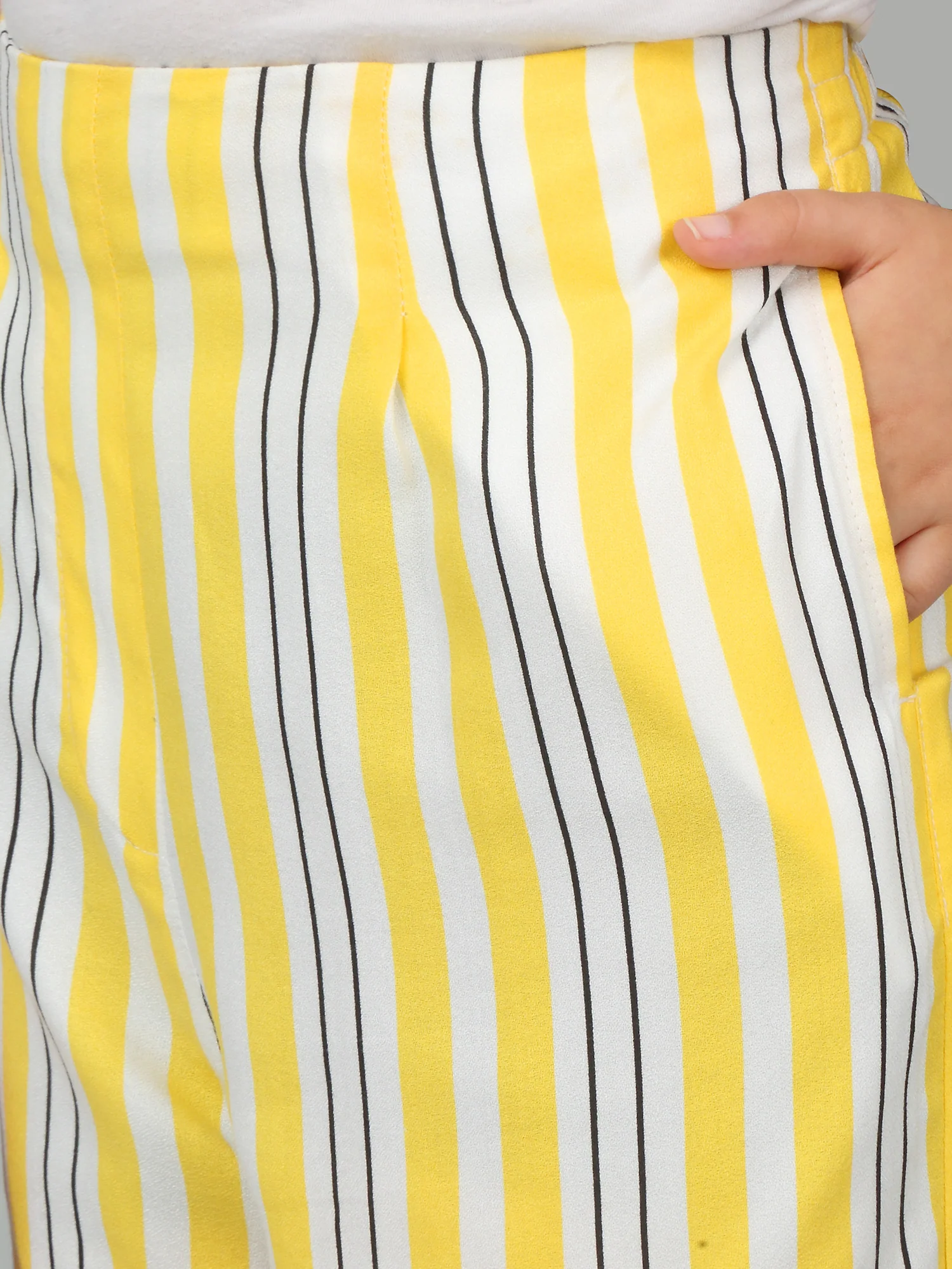Girls Yellow Striped Casual Co-Ord Set - Image 6