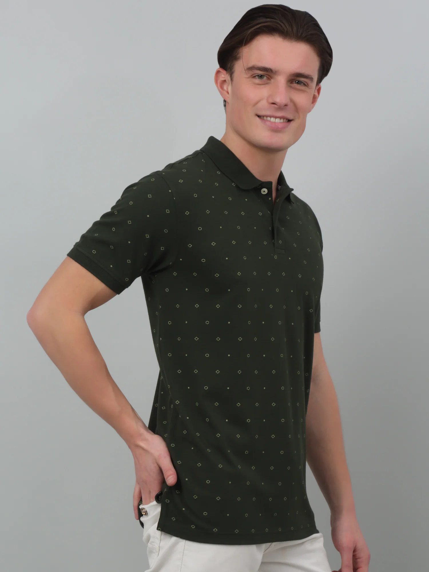T-Shirt for Men | Breathable & Soft with Color Fastness Regular Fit Polo Neck Poly Cotton Fabric Printed Pattern - Image 3