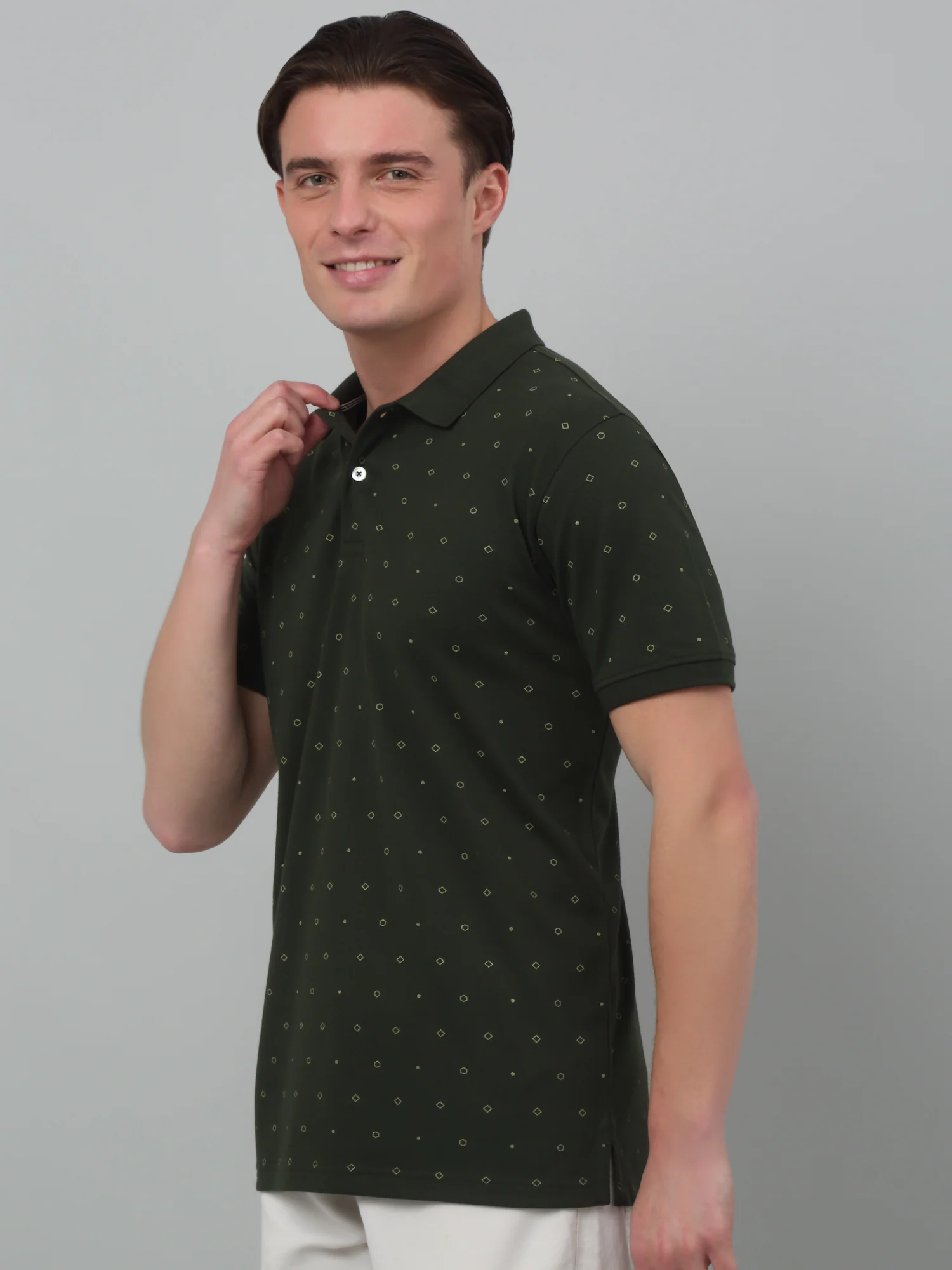 T-Shirt for Men | Breathable & Soft with Color Fastness Regular Fit Polo Neck Poly Cotton Fabric Printed Pattern - Image 4