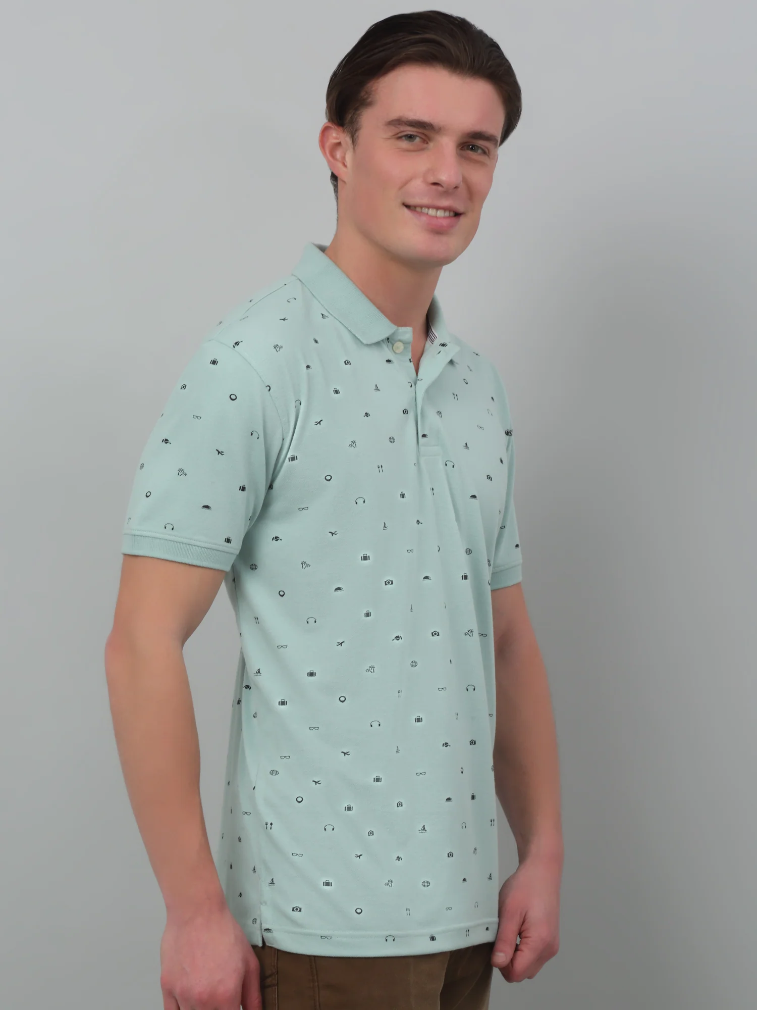 T-Shirt for Men | Breathable & Soft with Color Fastness Regular Fit Polo Neck Poly Cotton Fabric Printed Pattern - Image 3