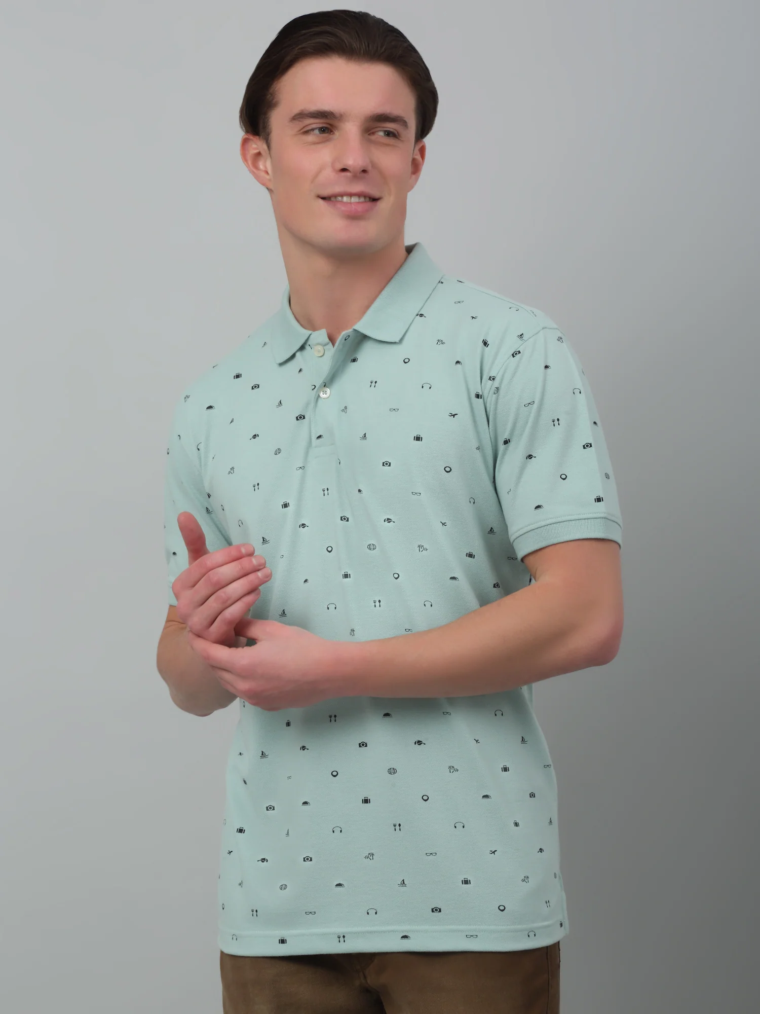 T-Shirt for Men | Breathable & Soft with Color Fastness Regular Fit Polo Neck Poly Cotton Fabric Printed Pattern - Image 4