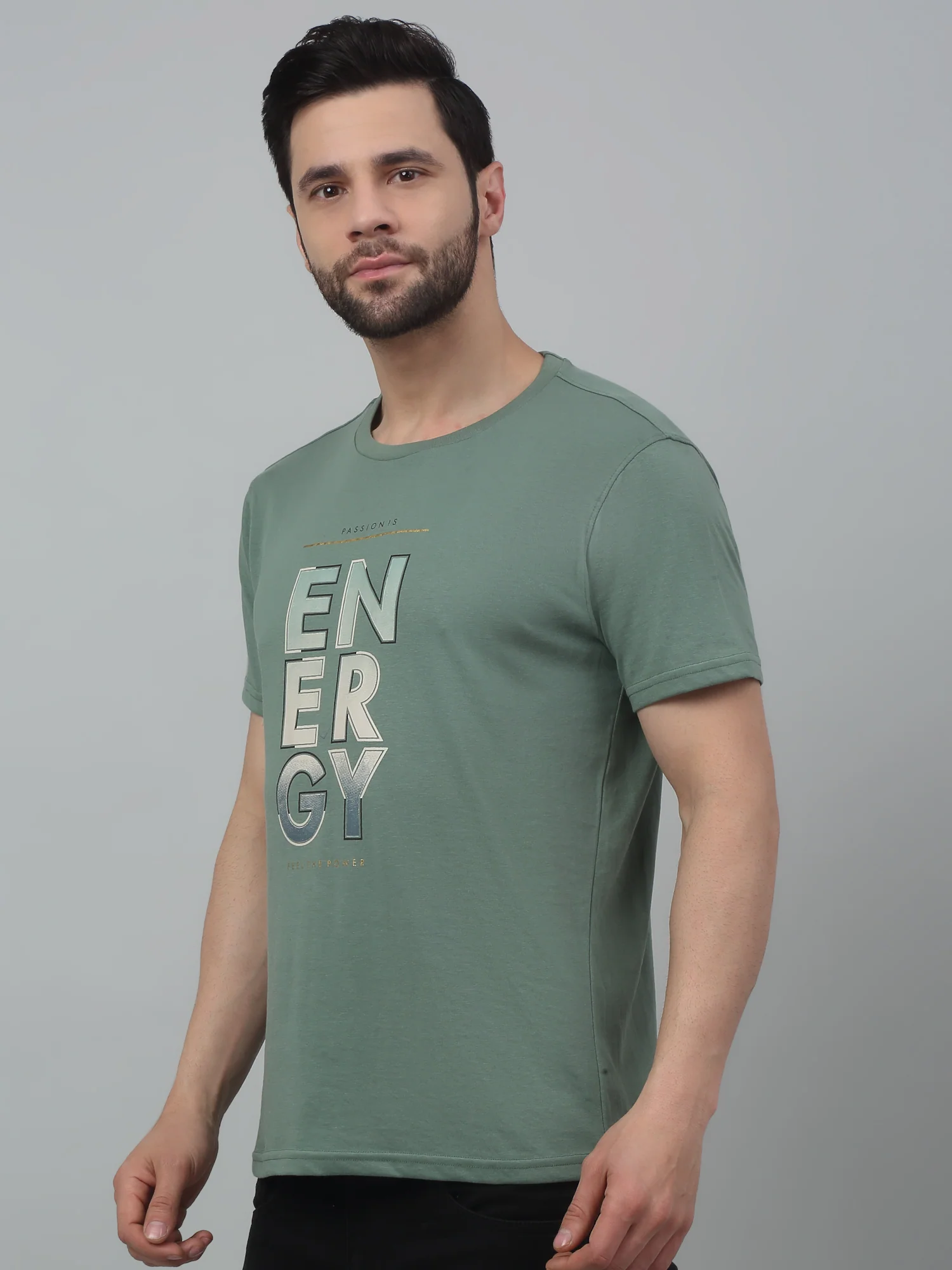 T-Shirt for Men | Breathable & Soft with Color Fastness Regular Fit Round Neck Poly Cotton Fabric Printed Pattern - Image 4