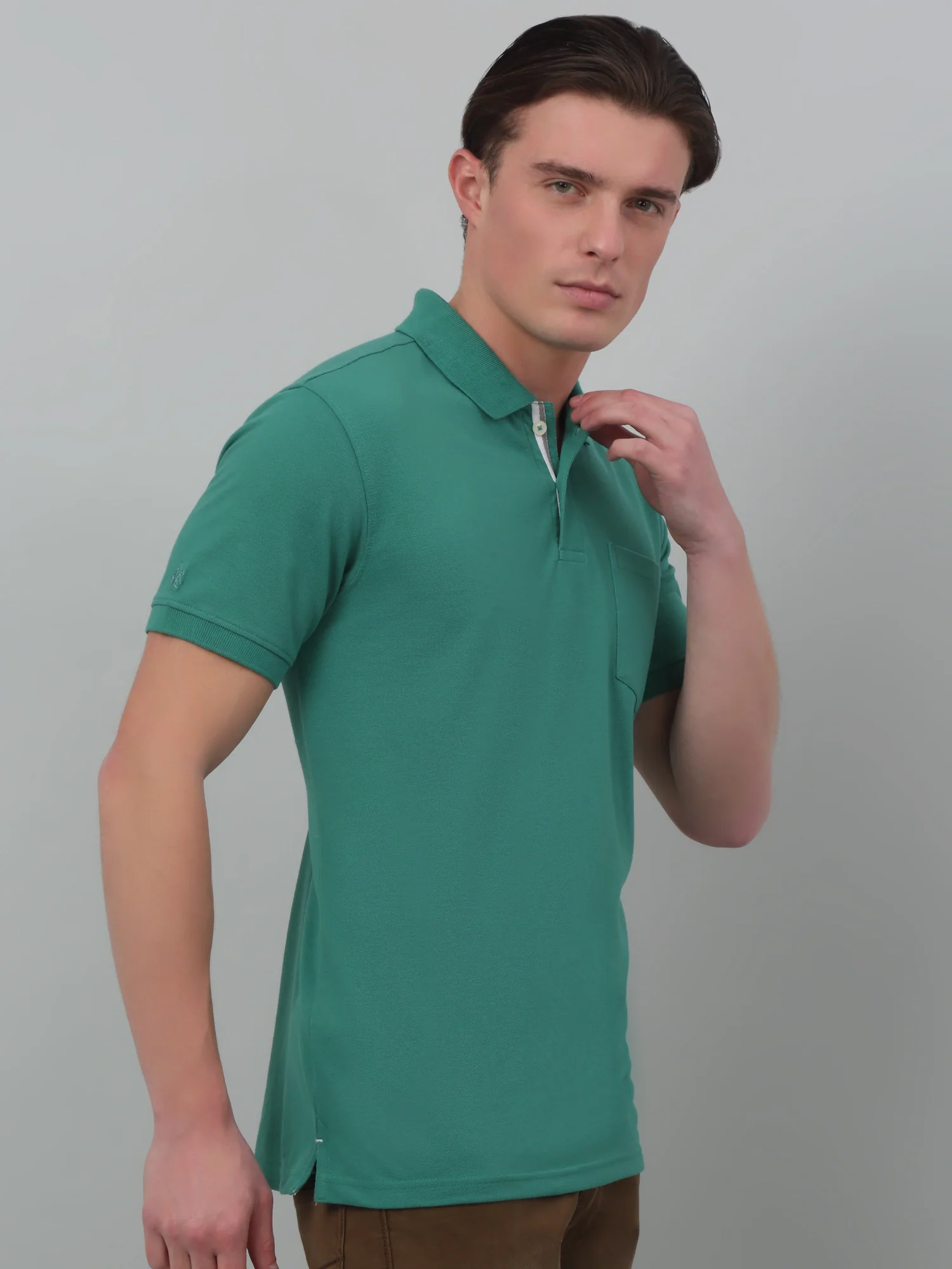 T-Shirt for Men | Breathable & Soft with Color Fastness Regular Fit Polo Neck Poly Cotton Fabric Solid Pattern - Image 3