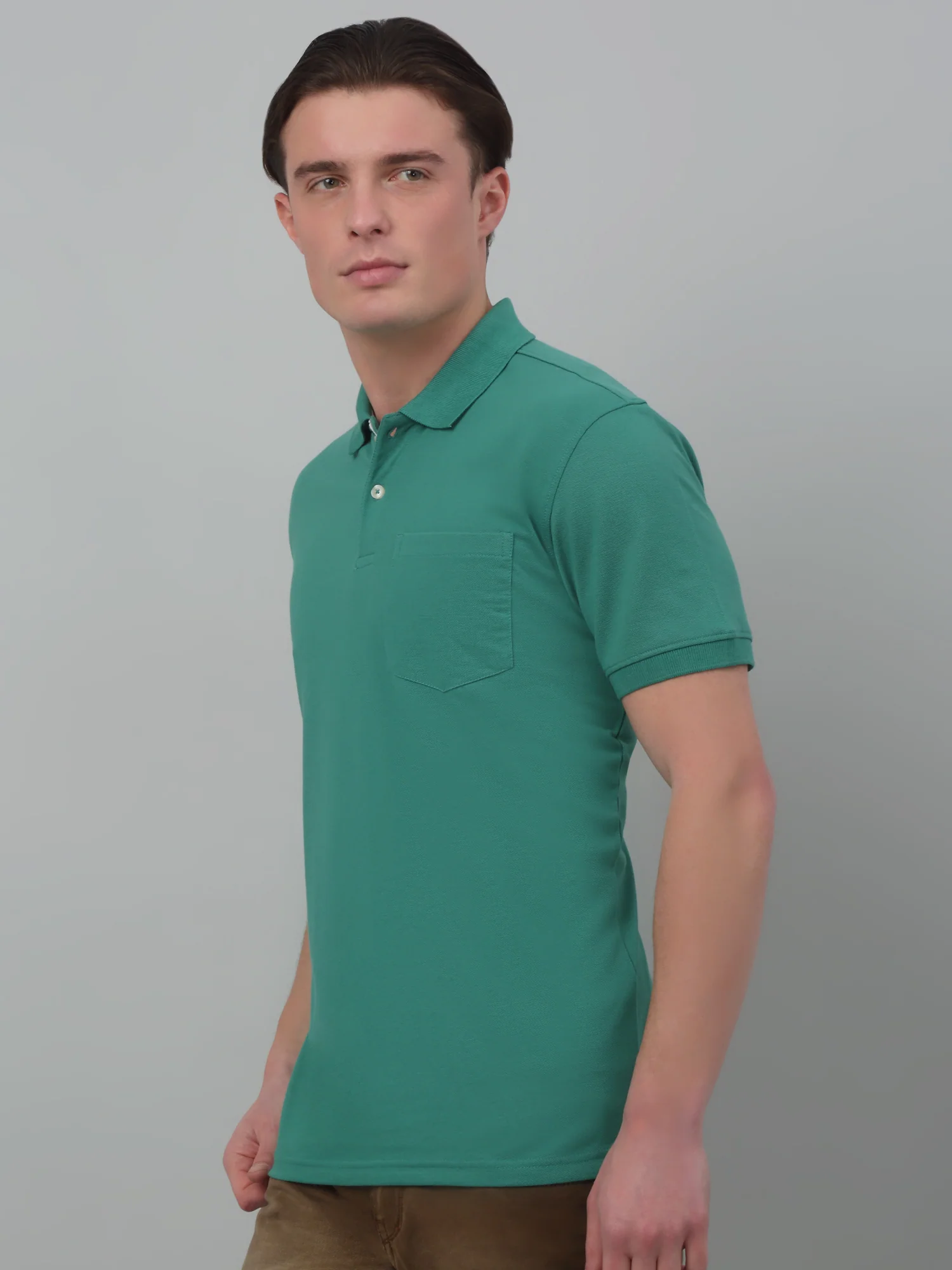 T-Shirt for Men | Breathable & Soft with Color Fastness Regular Fit Polo Neck Poly Cotton Fabric Solid Pattern - Image 4