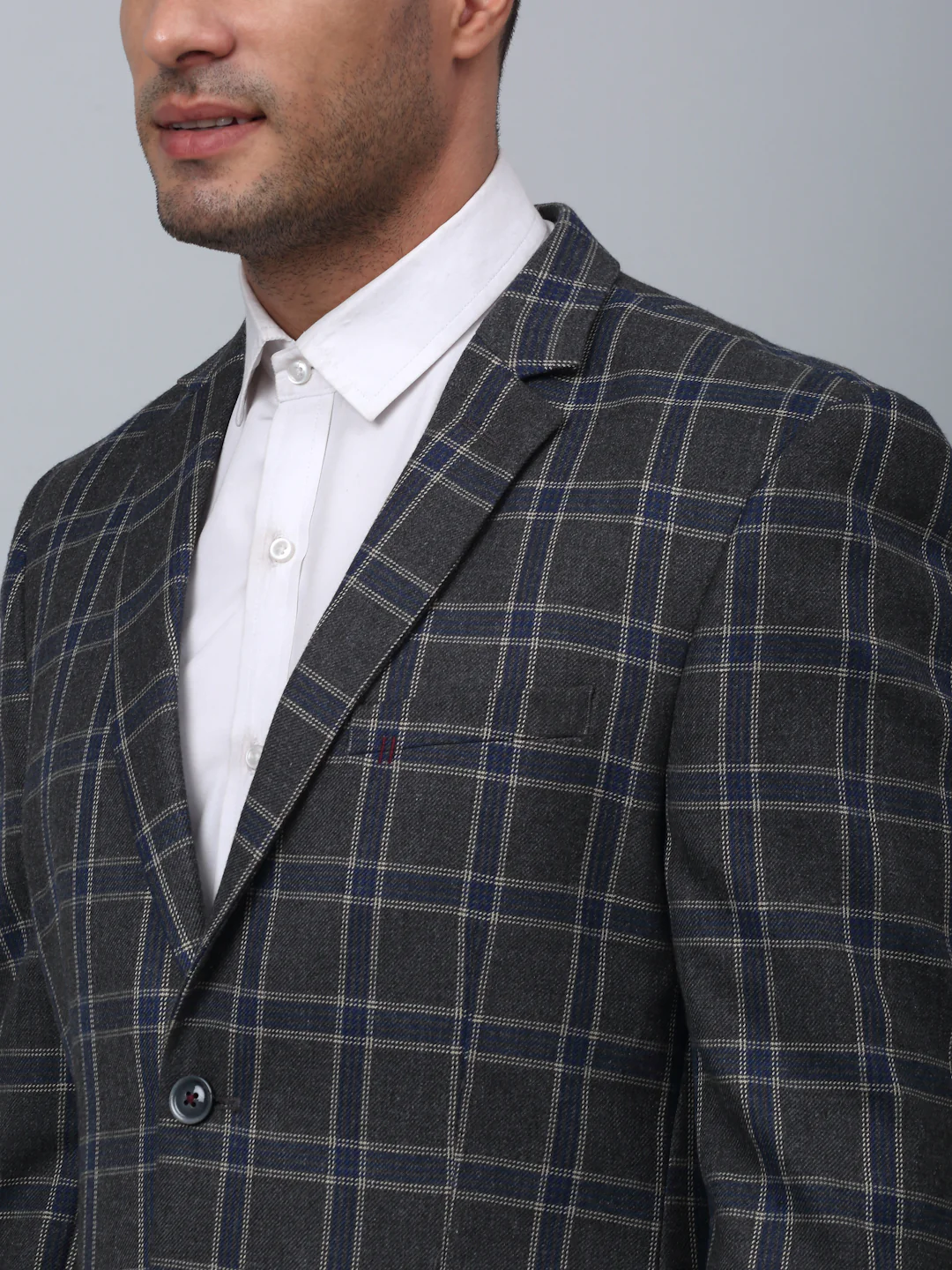 Blazer for Men | Premium Formal Blazer Slim Fit Notched Collar Poly Viscose Fabric Checkered Pattern - Image 4