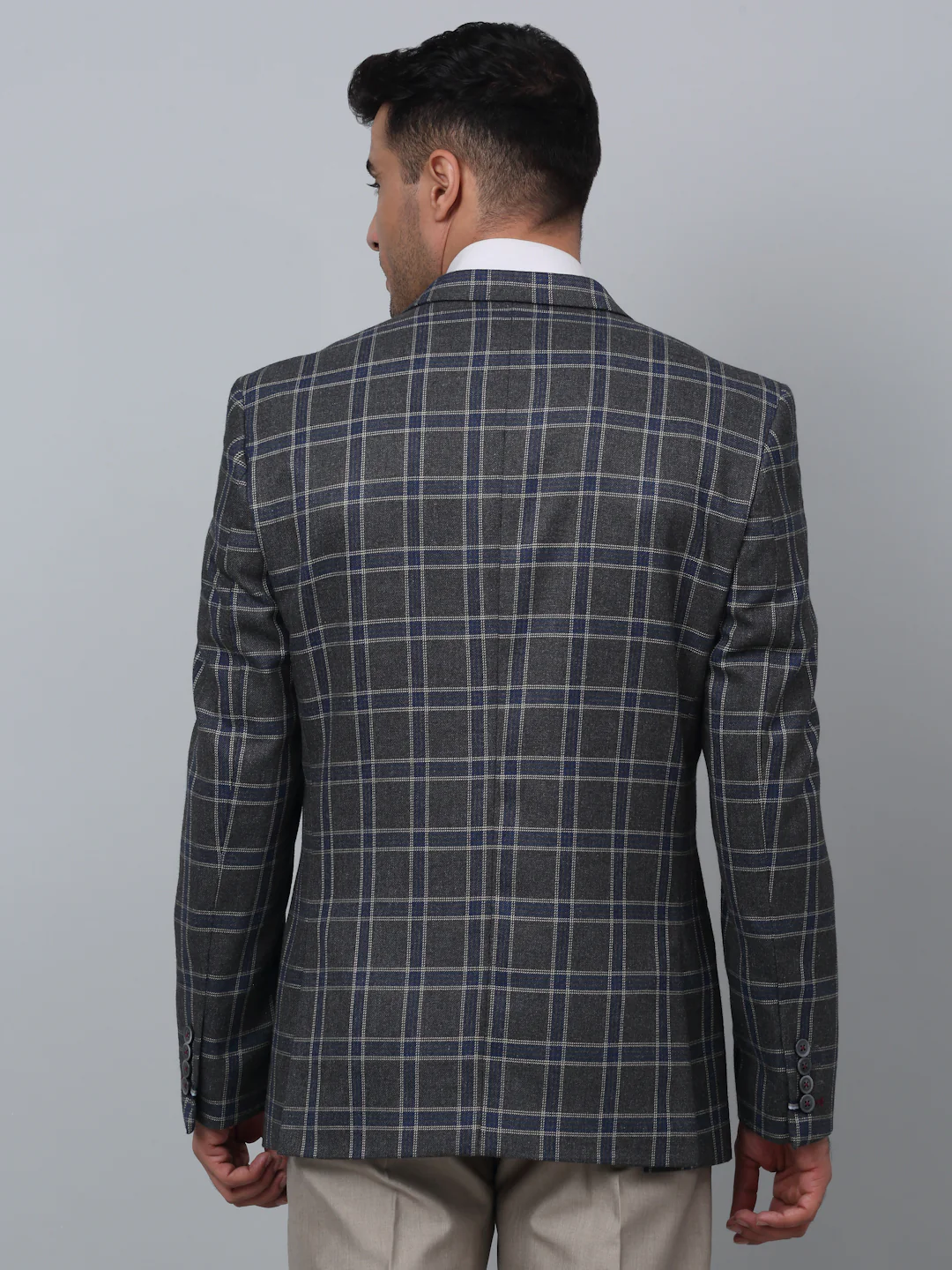 Blazer for Men | Premium Formal Blazer Slim Fit Notched Collar Poly Viscose Fabric Checkered Pattern - Image 5