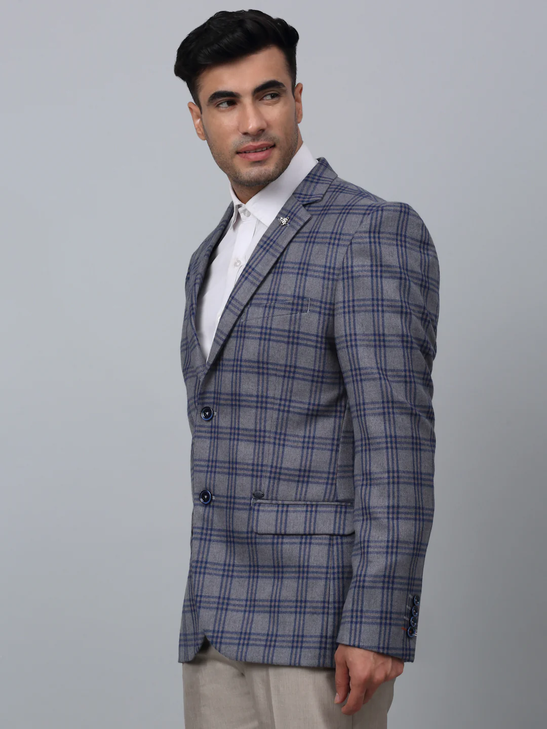 Blazer for Men | Premium Formal Blazer Slim Fit Notched Collar Poly Viscose Fabric Checkered Pattern - Image 2