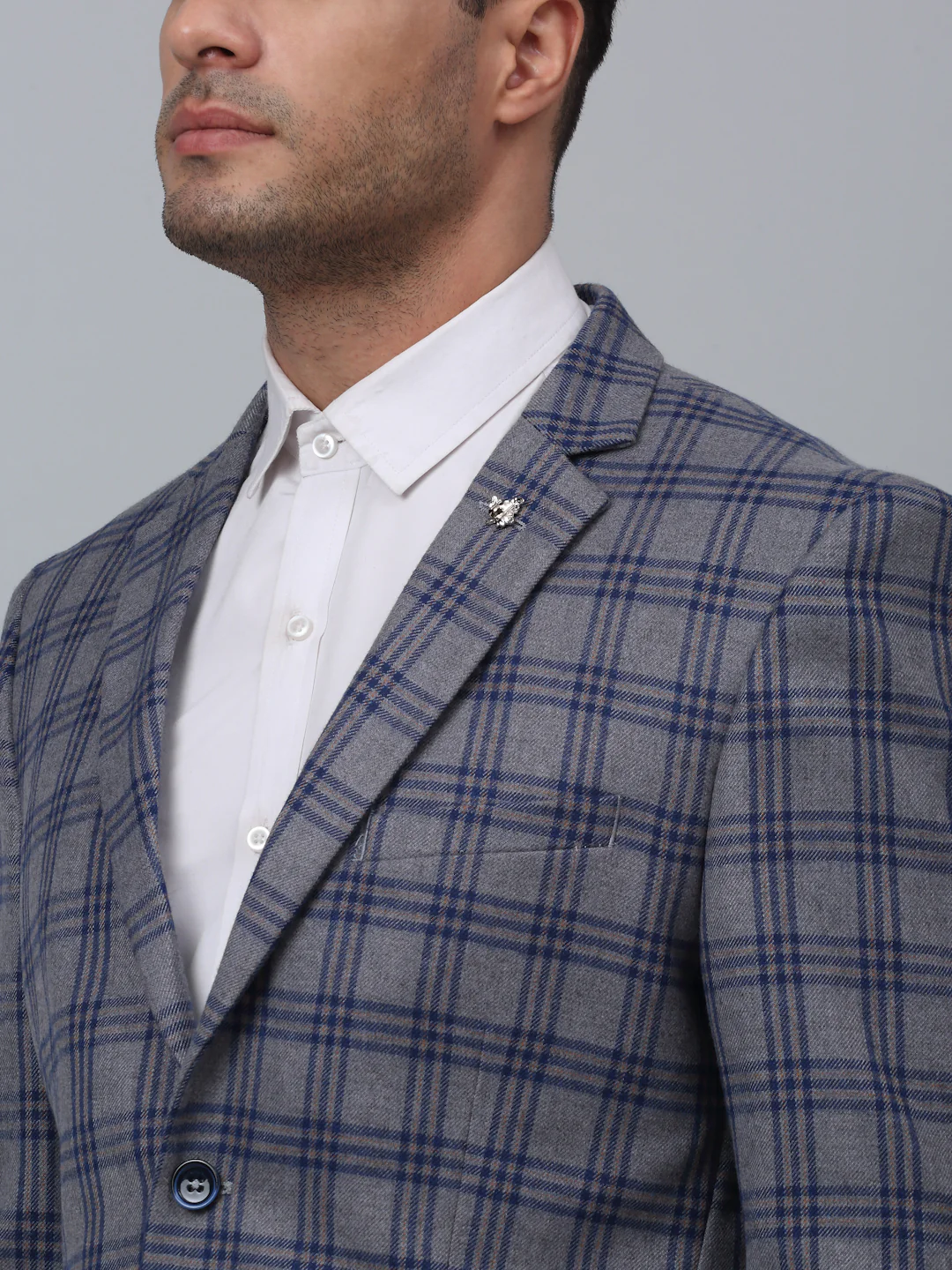 Blazer for Men | Premium Formal Blazer Slim Fit Notched Collar Poly Viscose Fabric Checkered Pattern - Image 4