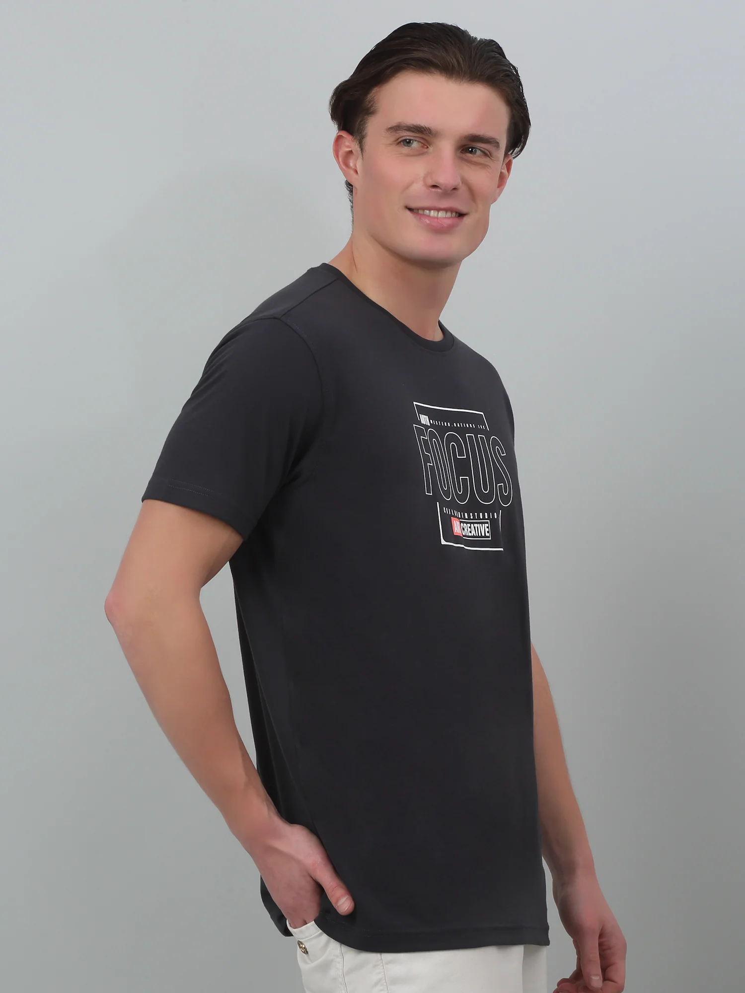 T-Shirt for Men | Breathable & Soft with Color Fastness Regular Fit Round Neck Poly Cotton Fabric Printed Pattern - Image 3