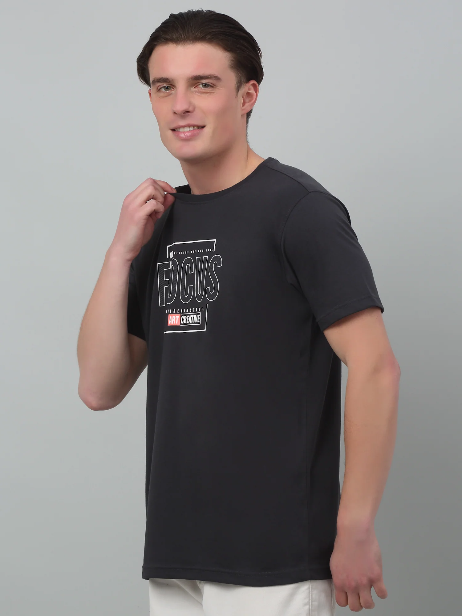 T-Shirt for Men | Breathable & Soft with Color Fastness Regular Fit Round Neck Poly Cotton Fabric Printed Pattern - Image 4