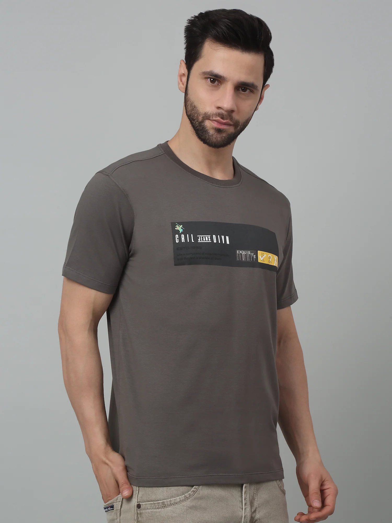 T-Shirt for Men | Breathable & Soft with Color Fastness Regular Fit Round Neck Cotton Blend Fabric Printed Pattern - Image 3