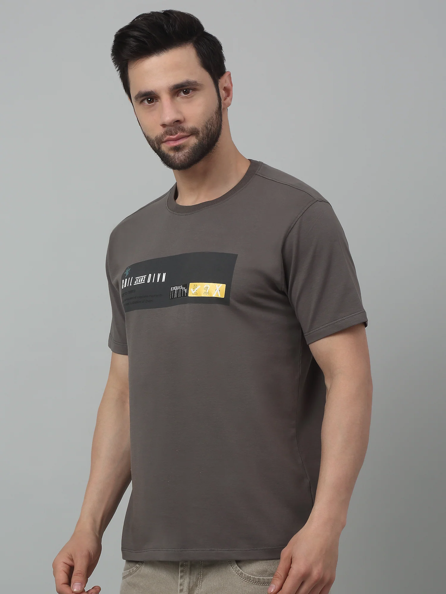 T-Shirt for Men | Breathable & Soft with Color Fastness Regular Fit Round Neck Cotton Blend Fabric Printed Pattern - Image 4
