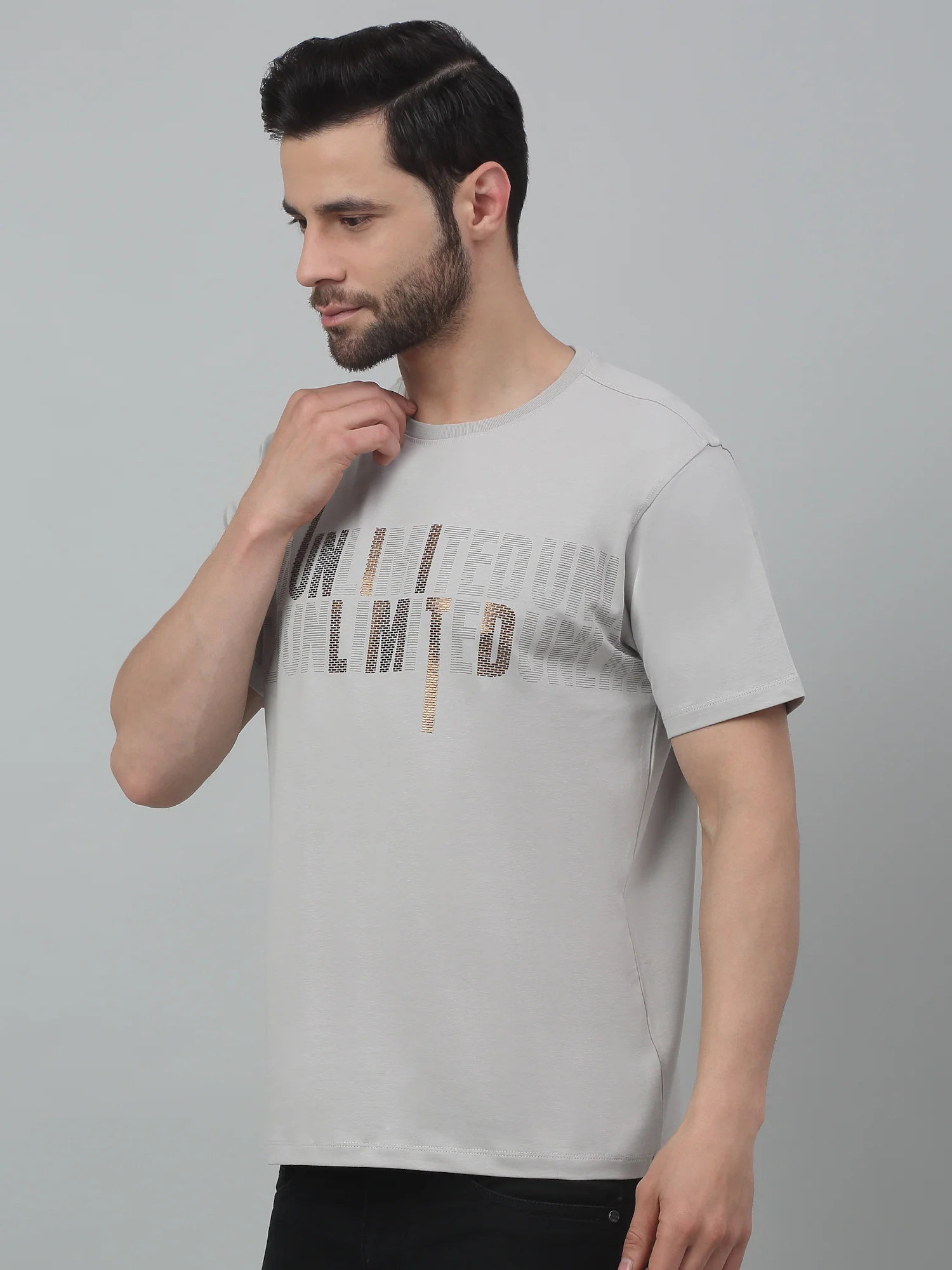 T-Shirt for Men | Breathable & Soft with Color Fastness Regular Fit Round Neck Cotton Blend Fabric Printed Pattern - Image 3