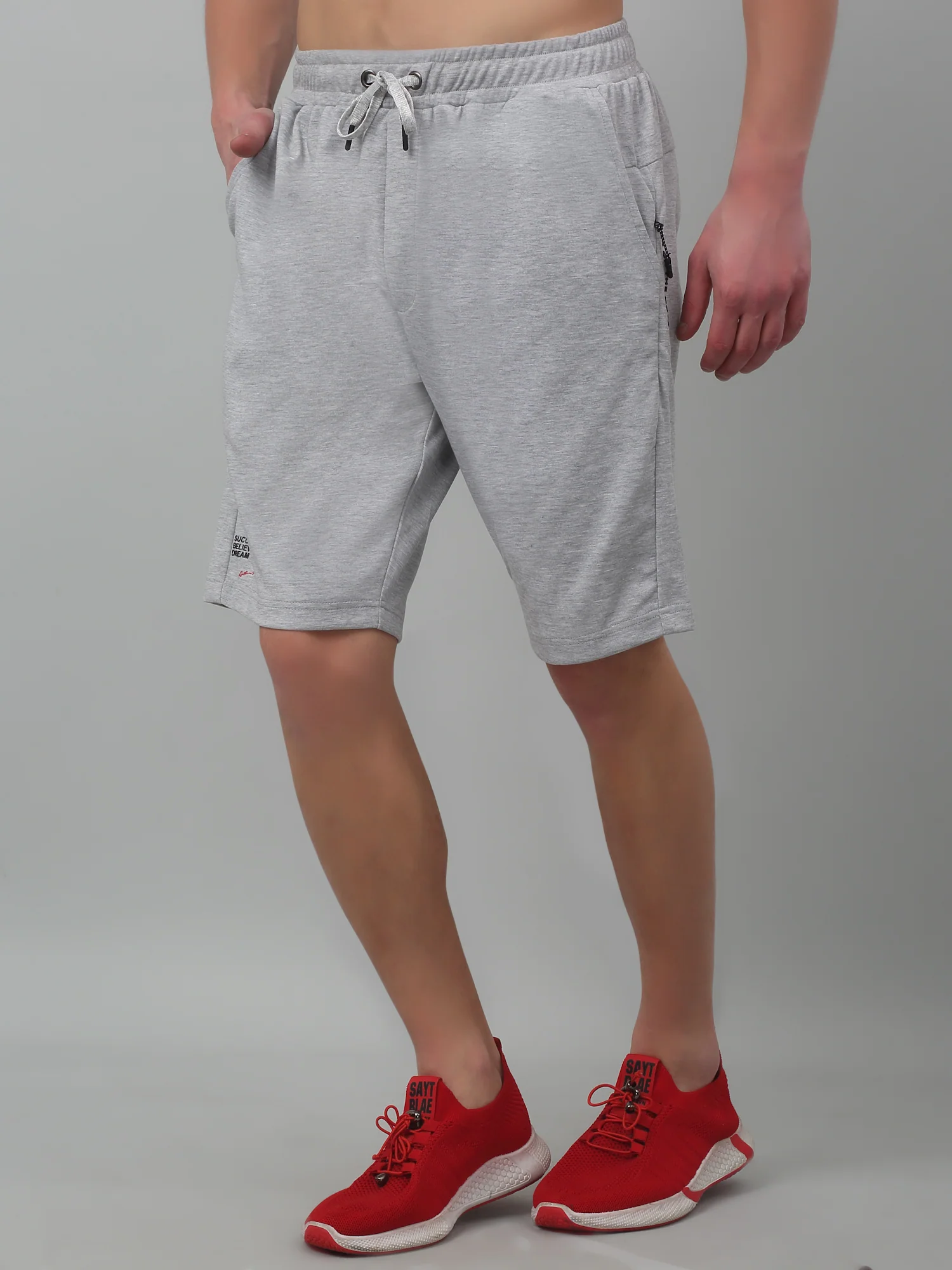 Grey Solid Above Knee Bermuda For Men - Image 4