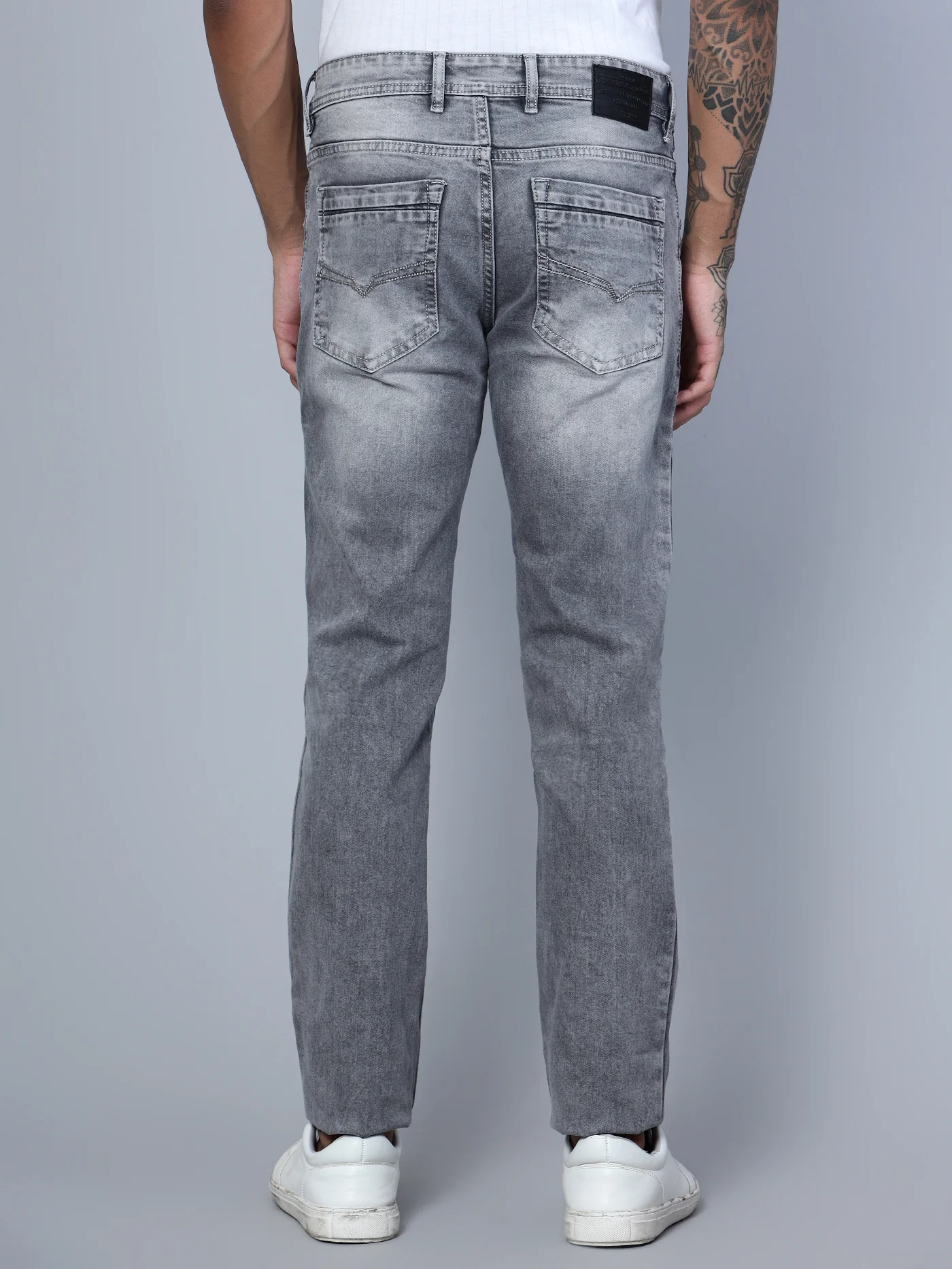 Denim Jeans for Men l Breathable & Soft with Color Fastness Ultra Narrow Fit Cotton Fabric Solid Pattern Button Closure - Image 4