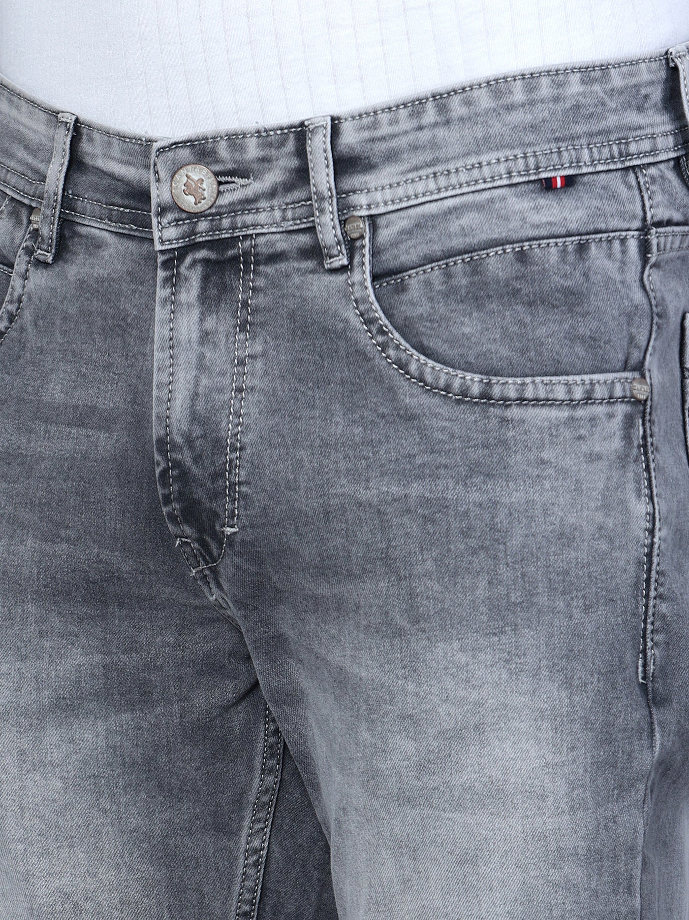 Denim Jeans for Men l Breathable & Soft with Color Fastness Ultra Narrow Fit Cotton Fabric Solid Pattern Button Closure - Image 5