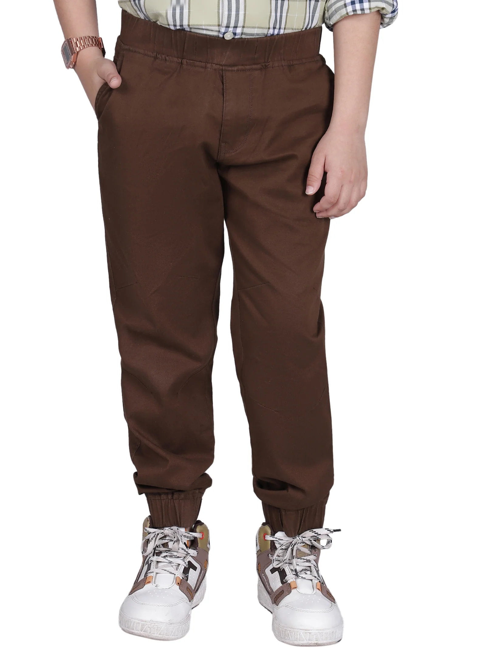 Jogger for Boys | Breathable & Soft with Color Fastness Regular Fit Poly Cotton Fabric Solid Pattern Elasticated Closure - Image 2