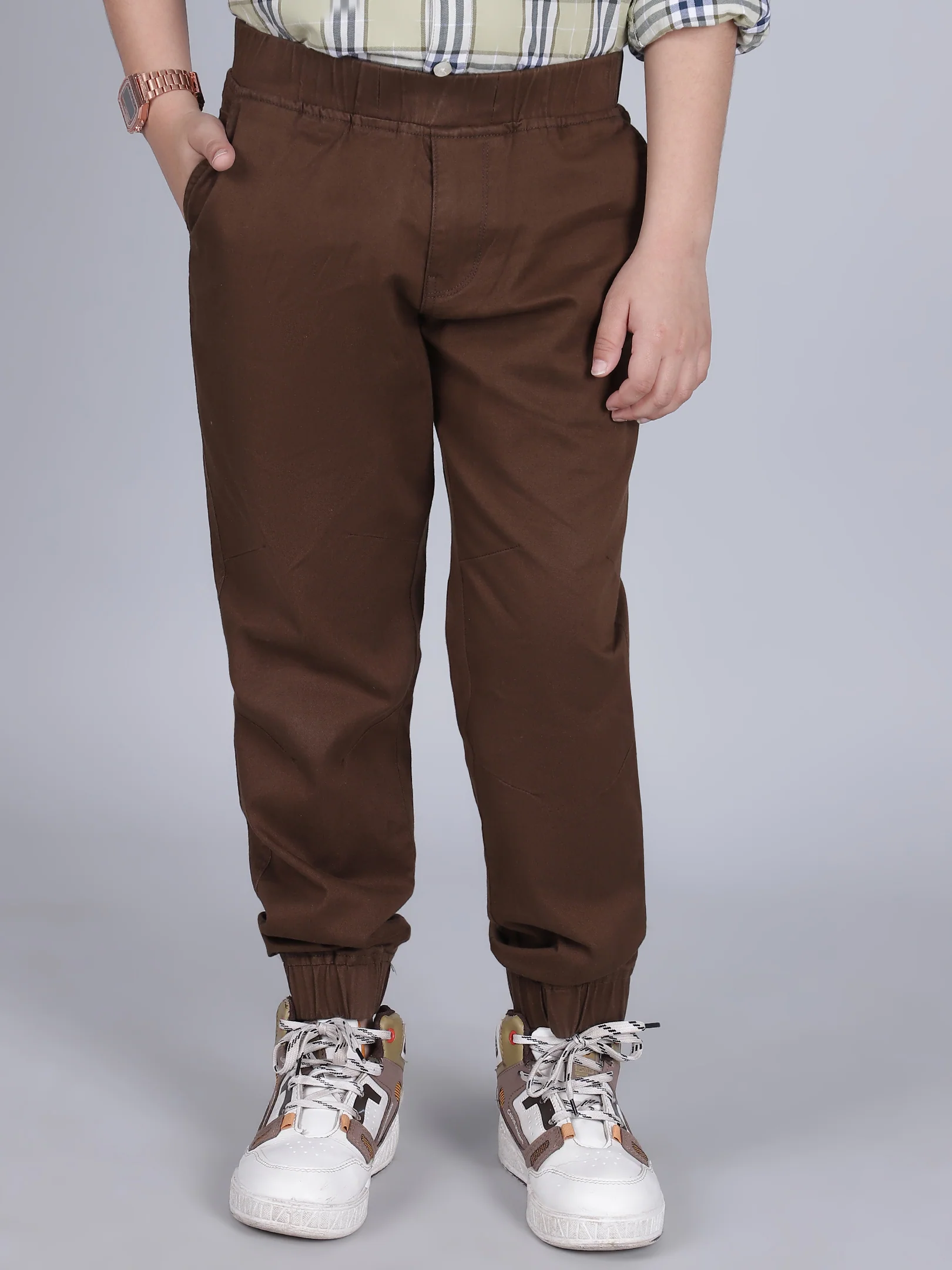 Jogger for Boys | Breathable & Soft with Color Fastness Regular Fit Poly Cotton Fabric Solid Pattern Elasticated Closure - Image 3