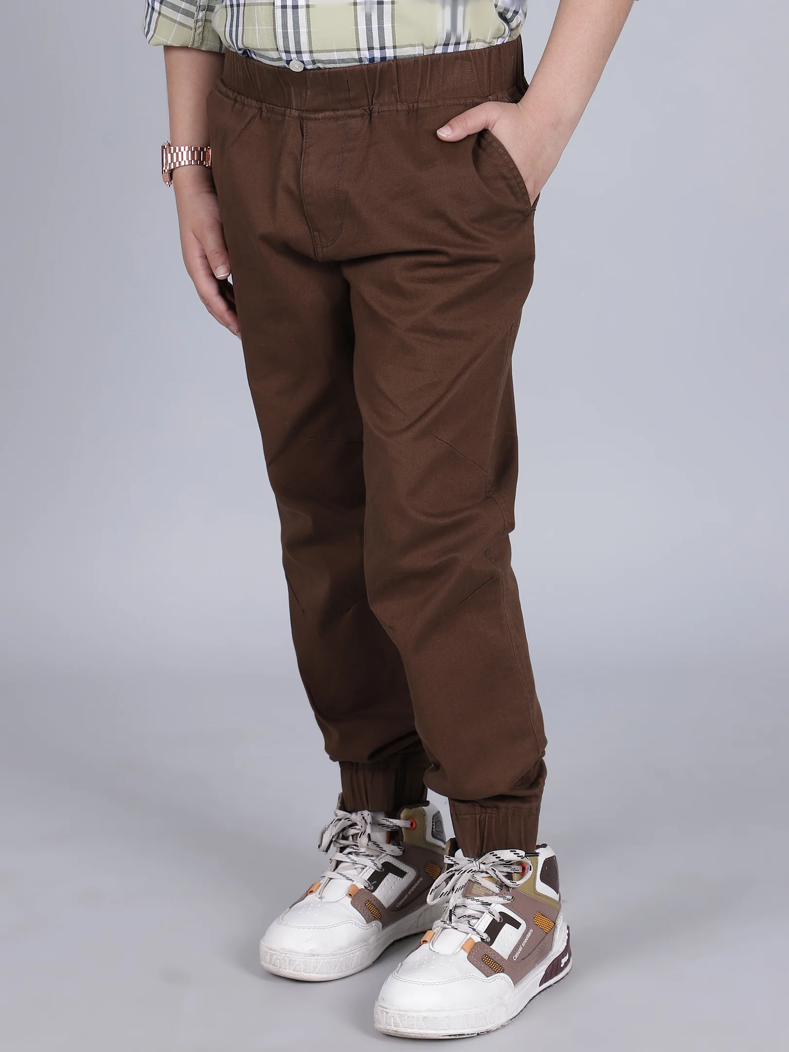 Jogger for Boys | Breathable & Soft with Color Fastness Regular Fit Poly Cotton Fabric Solid Pattern Elasticated Closure - Image 4