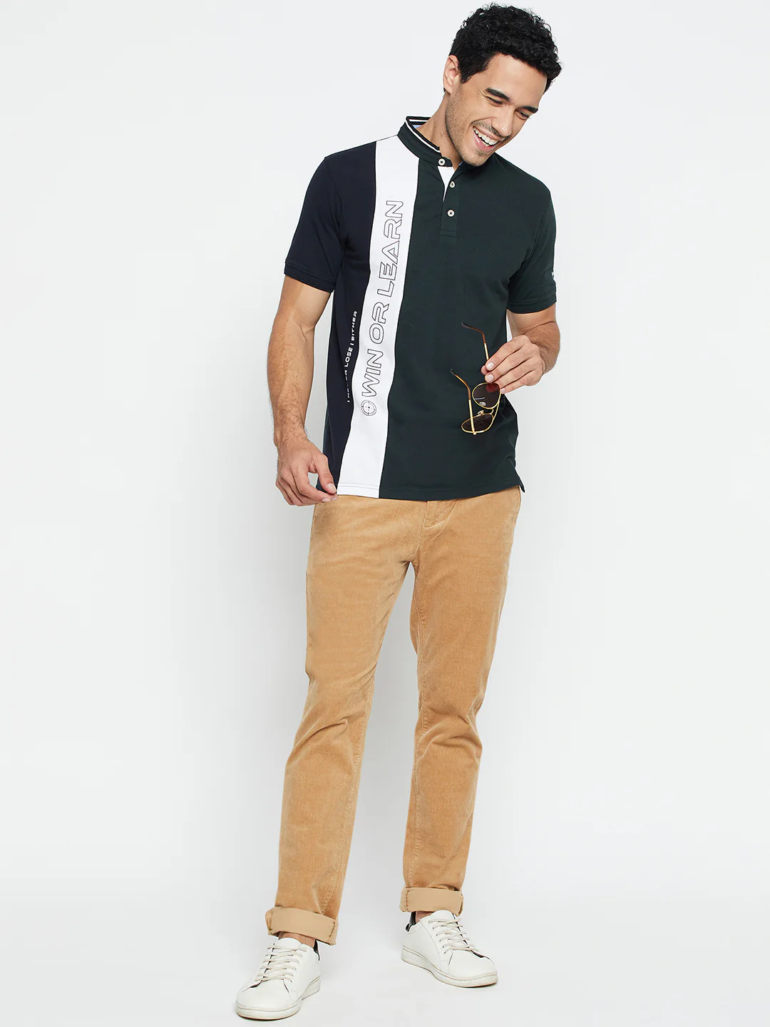 Men's Casual Flat front Khaki Corduroy Trousers - Image 2