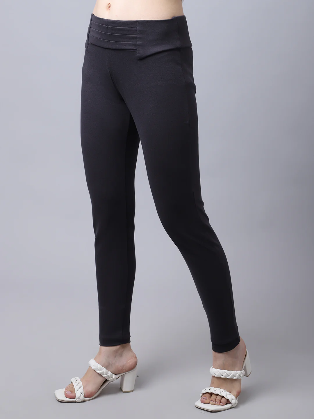 Women's  Broad waistband Charcoal  High rise Jeggings - Image 3